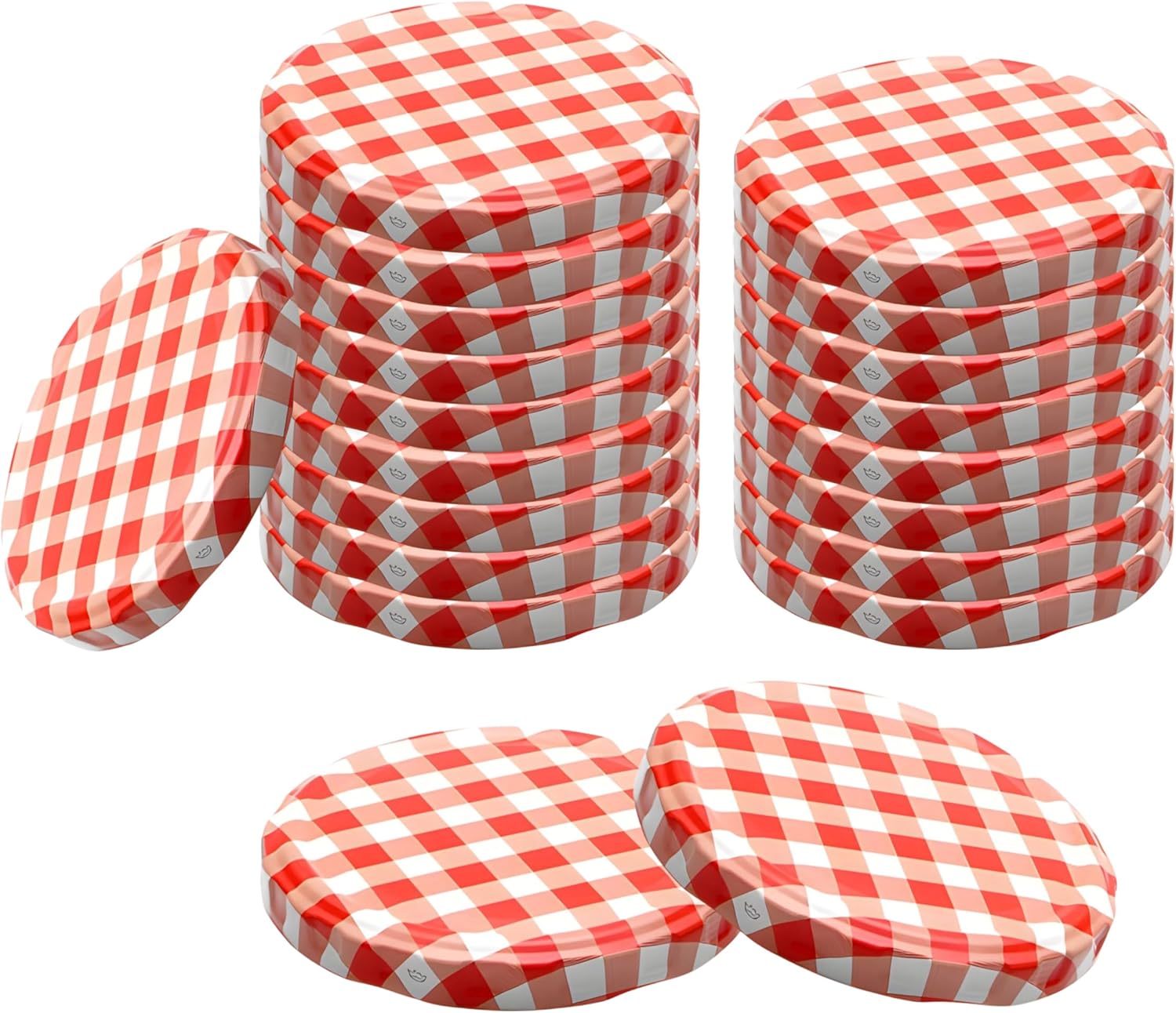 20 Twist-Off Lids 82 mm TO82 Replacement Lid Red/White Diameter 85 mm for Jars with Mouth 71-72 mm