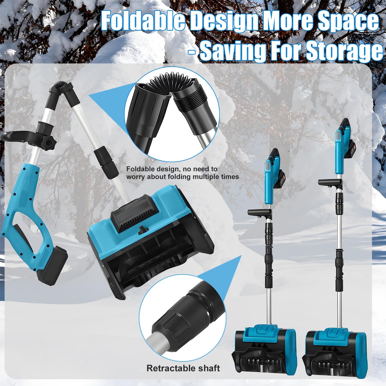Quitanieves Inalámbrico De 21 V, Recargable A Batería: Limpia Caminos De 31 Cm Y Nieve De 15 Cm De Profundidad. Soplador De Nieve Eléctrico De 2800 RPM. Fácil De Guardar