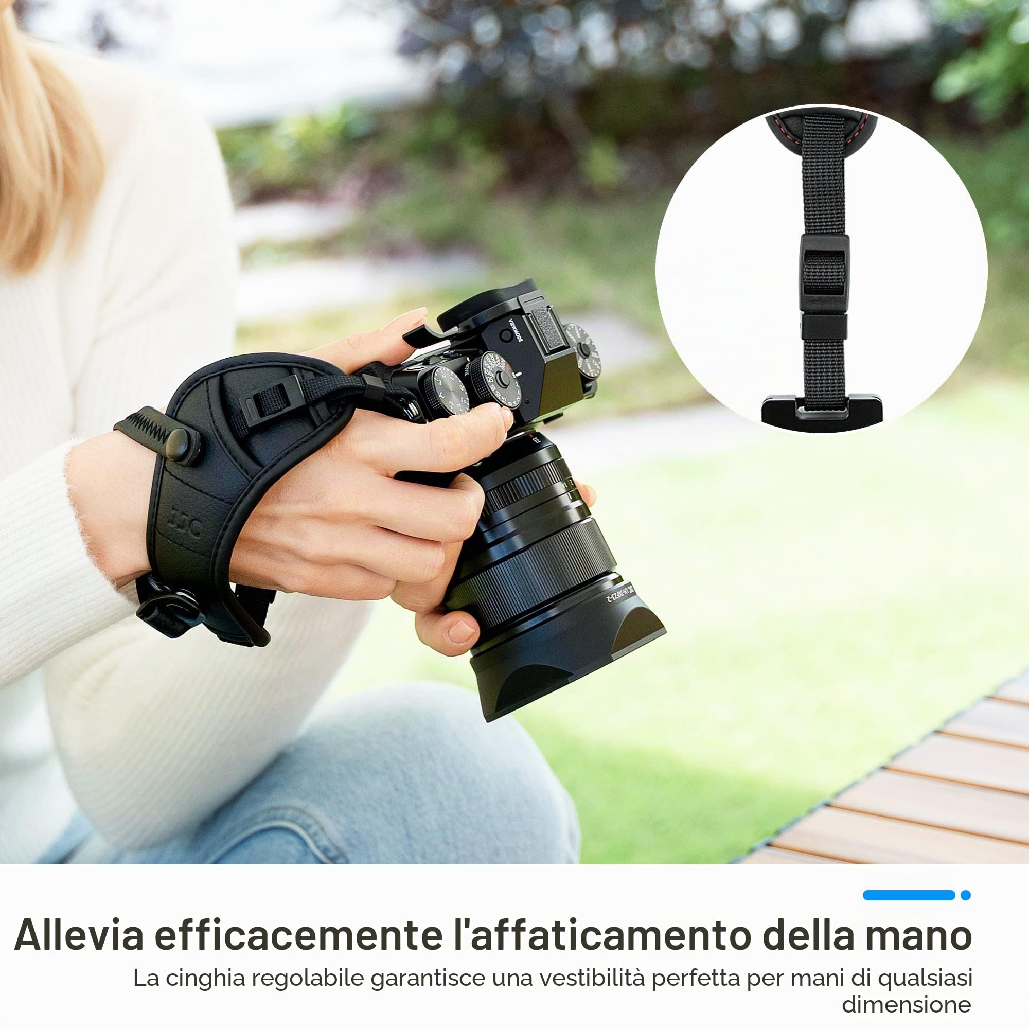 JJC Cinghia da Polso per Fotocamera DSLR con Piastra Tipo Arca per Canon EOS 6D 5D 7D 2000D 90D 80D Powershot SX70 Rebel T8i T7i Nik. D750 D780 D850 D7500 D7200 D5600 Coolpix P1000 (ROSSO)
