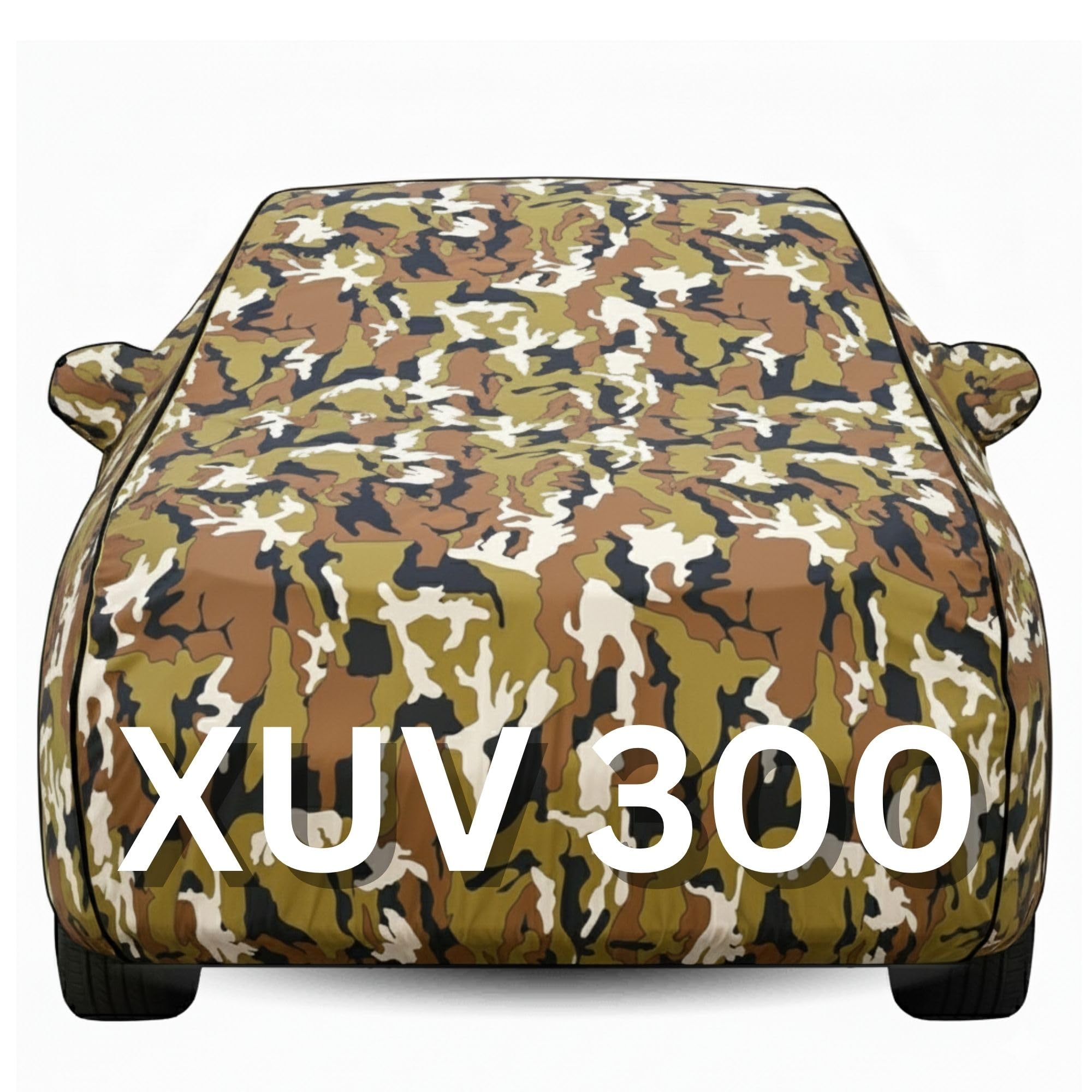 FAVOUITE Waterproof Car Body Cover for Xuv 3XO Mirror and Antenna Pocket, Soft Cotton Lining, Triple Stitched -Heat Resistant Metallic Silver (Jungle, Xuv 3XO)