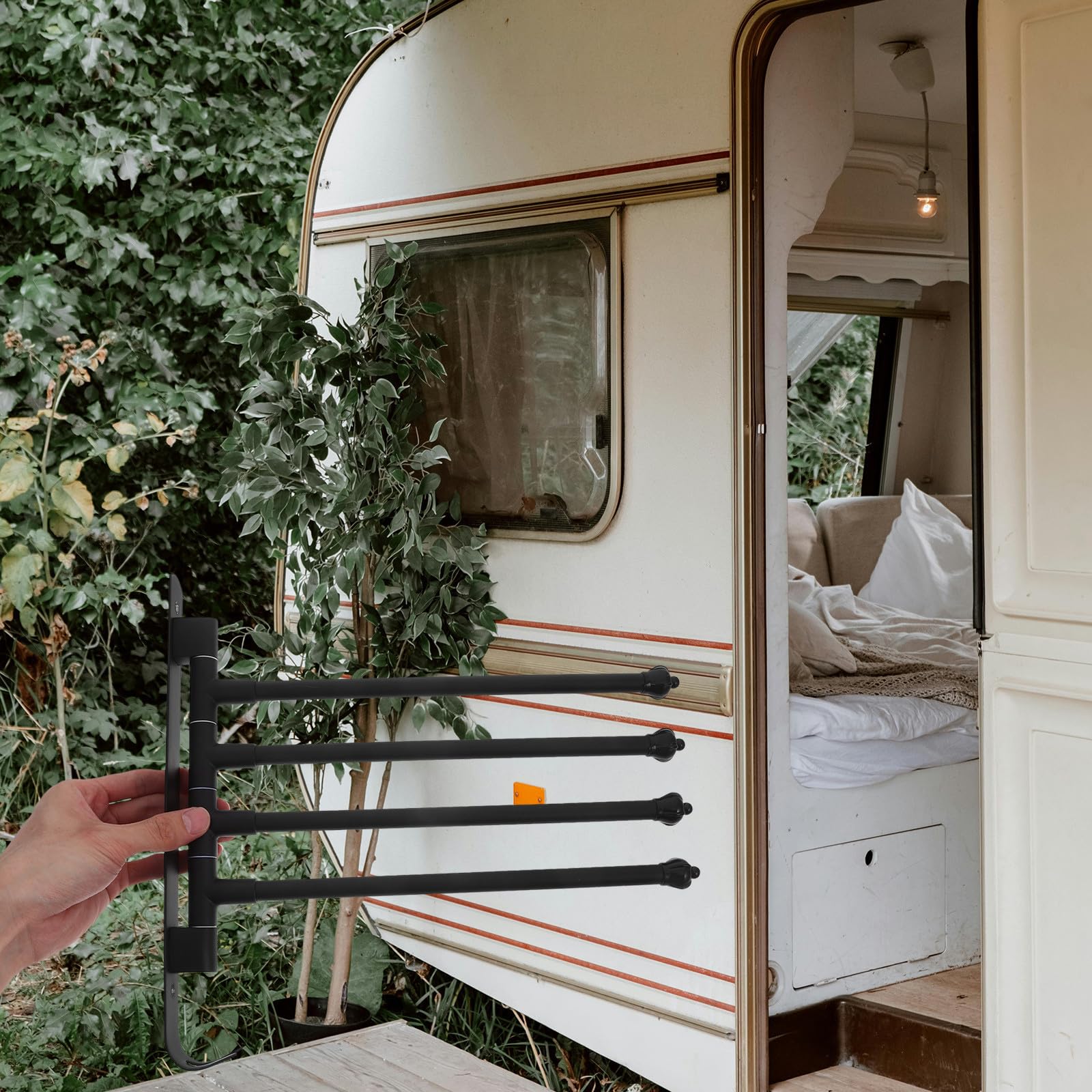 Veemoon Wäscheständer und Bohrfreier Montage aus Aluminiumlegierung mit Starker Unterstützung für Camping für Wohnmobil Innenräume und Kleine Gegenstände