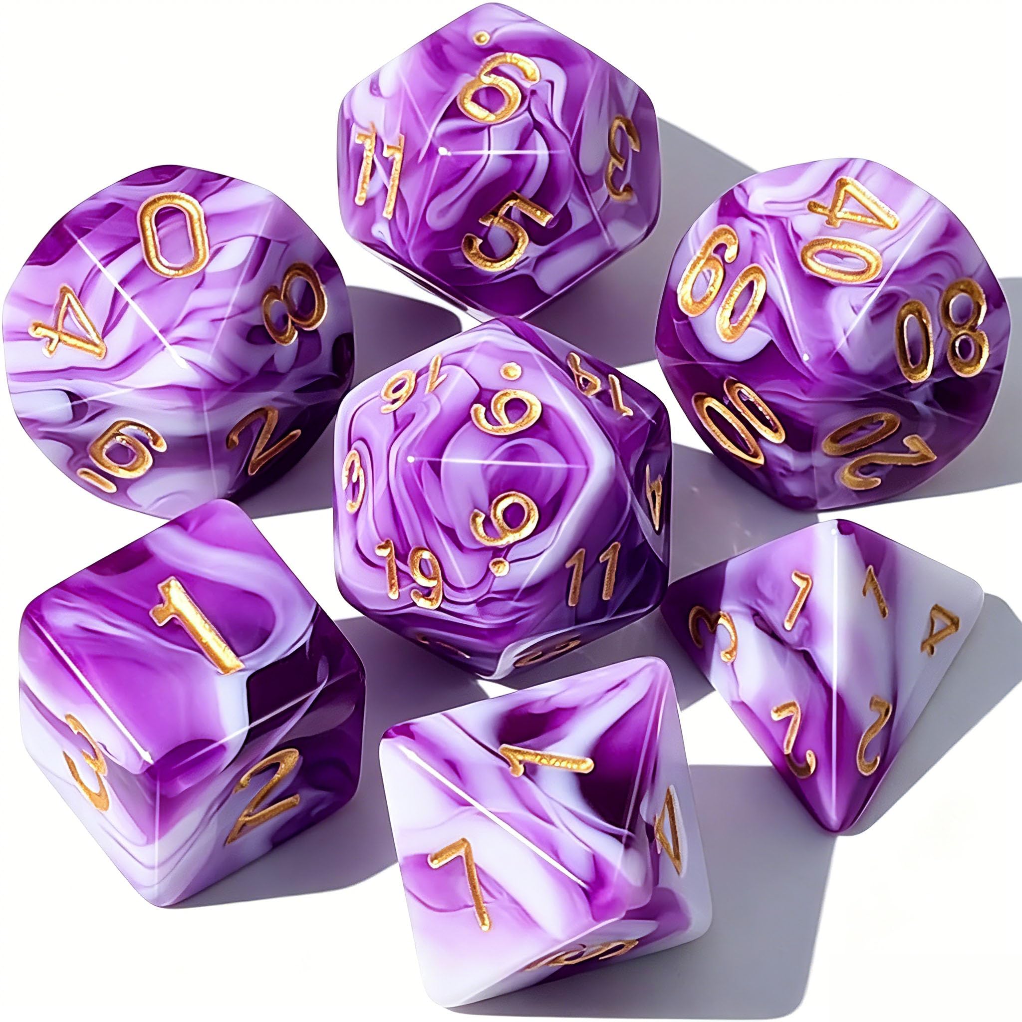 CiaraQ 7pcs Polyhedral Dice Set for Dungeon and Dragons MTG Table Games