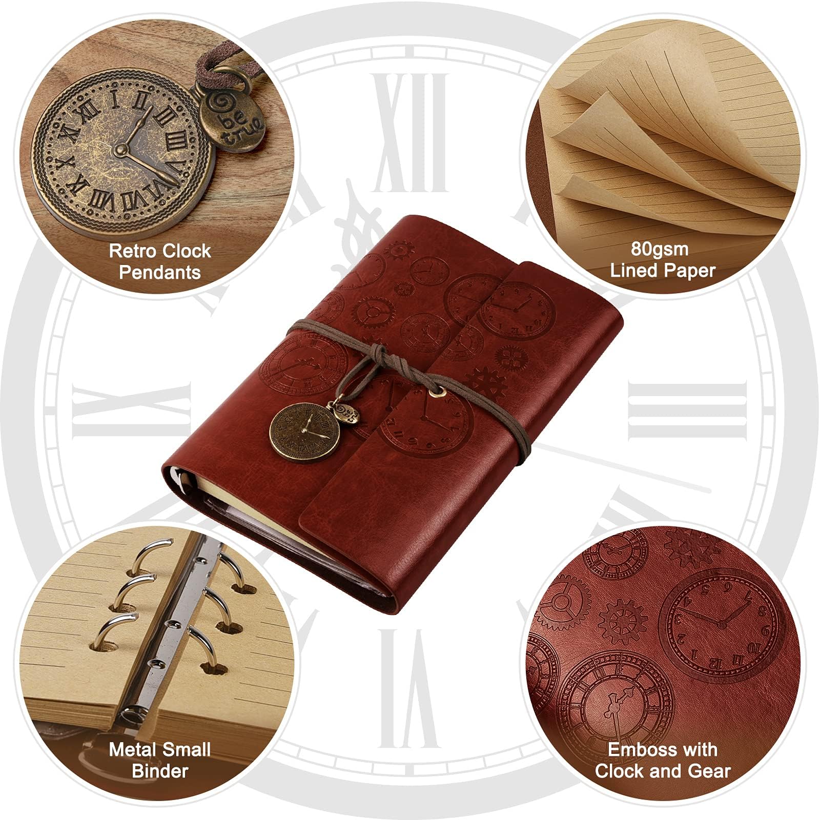 Carnet Cuir HRYSPN Rechargeable - Papier Kraft Vierge | Format 18.5x13cm | Style Vintage | Idée Cadeau