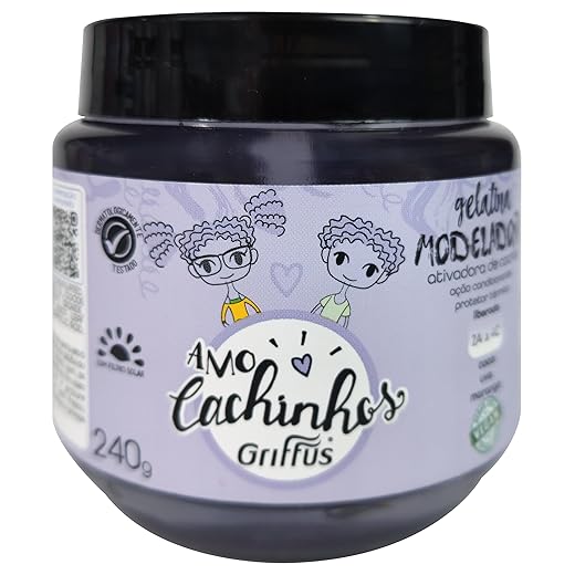 Griffus Amo Cachinhos gelatina modeladora 240 g, Griffus Cosméticos, roxa