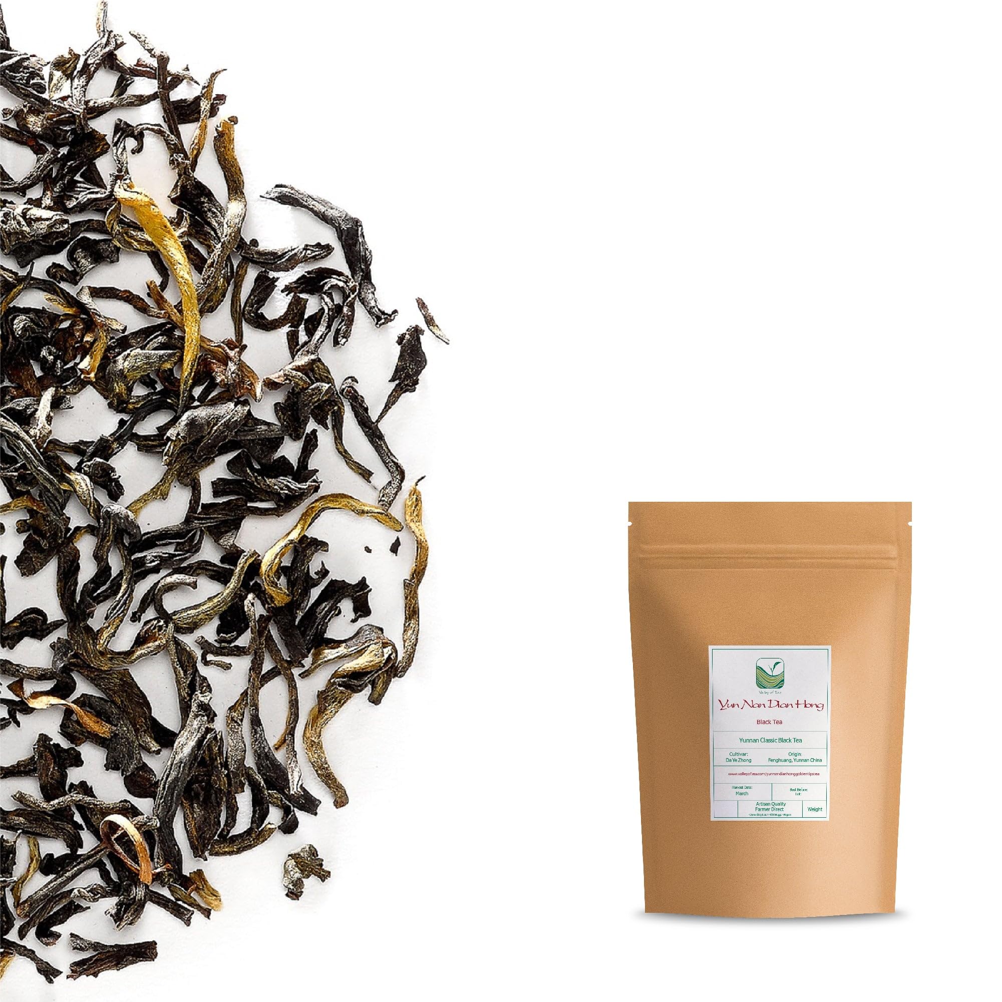 Yunnan Black Tea From China - Golden Monkey Tea China - Yun Nan Dianhong - Dian Hong | słodki miodowy smak z charakterystycznym połyskiem widocznym w suchym naparze