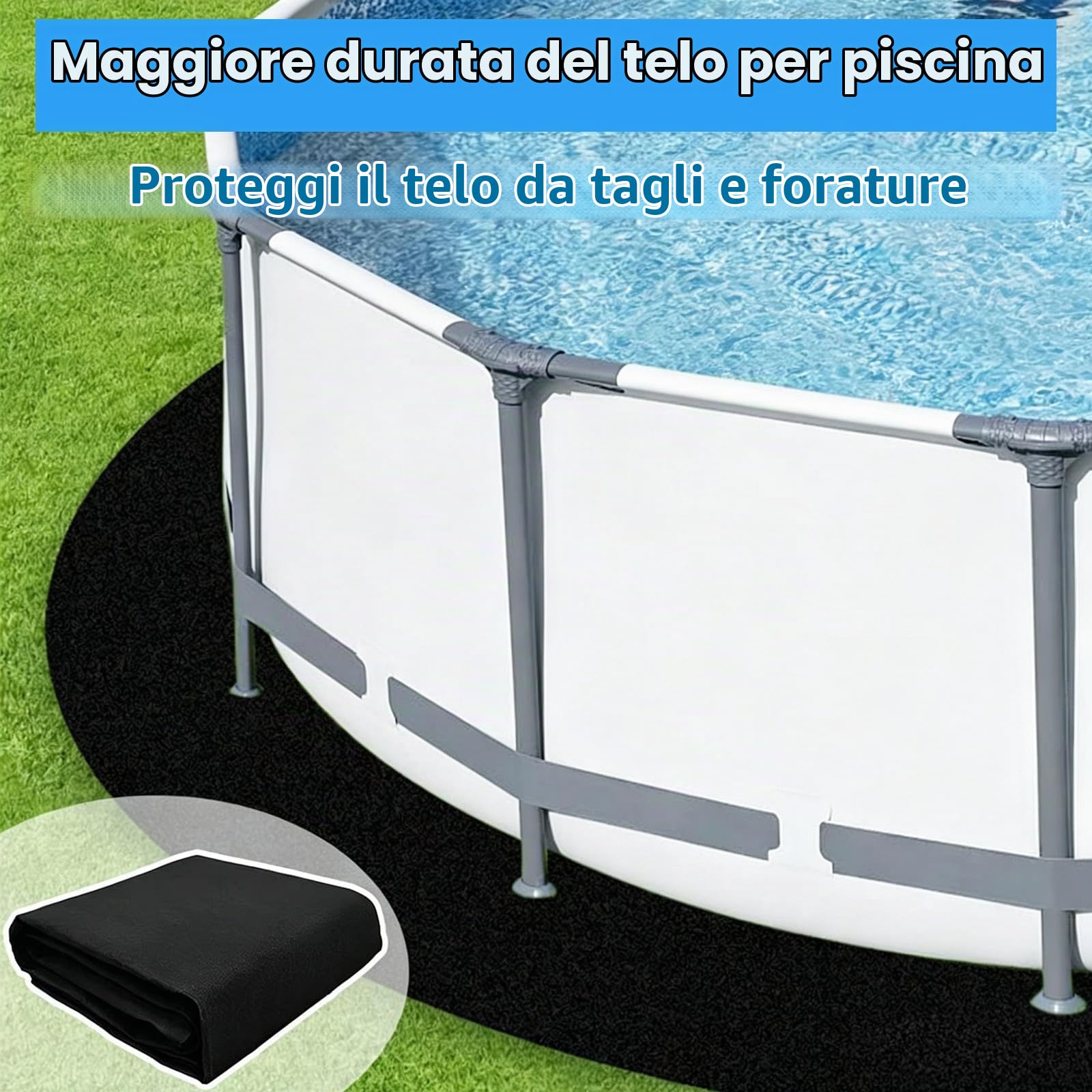 Tappetino per Piscina Fuori Terra,Tappeto sotto Piscina Fuori Terra Rotondo 400 cm,Tappetino Sottopiscina per Esterni,Tappeto Pieghevole di Protezione per Il Fond,per Piscine e Vasche
