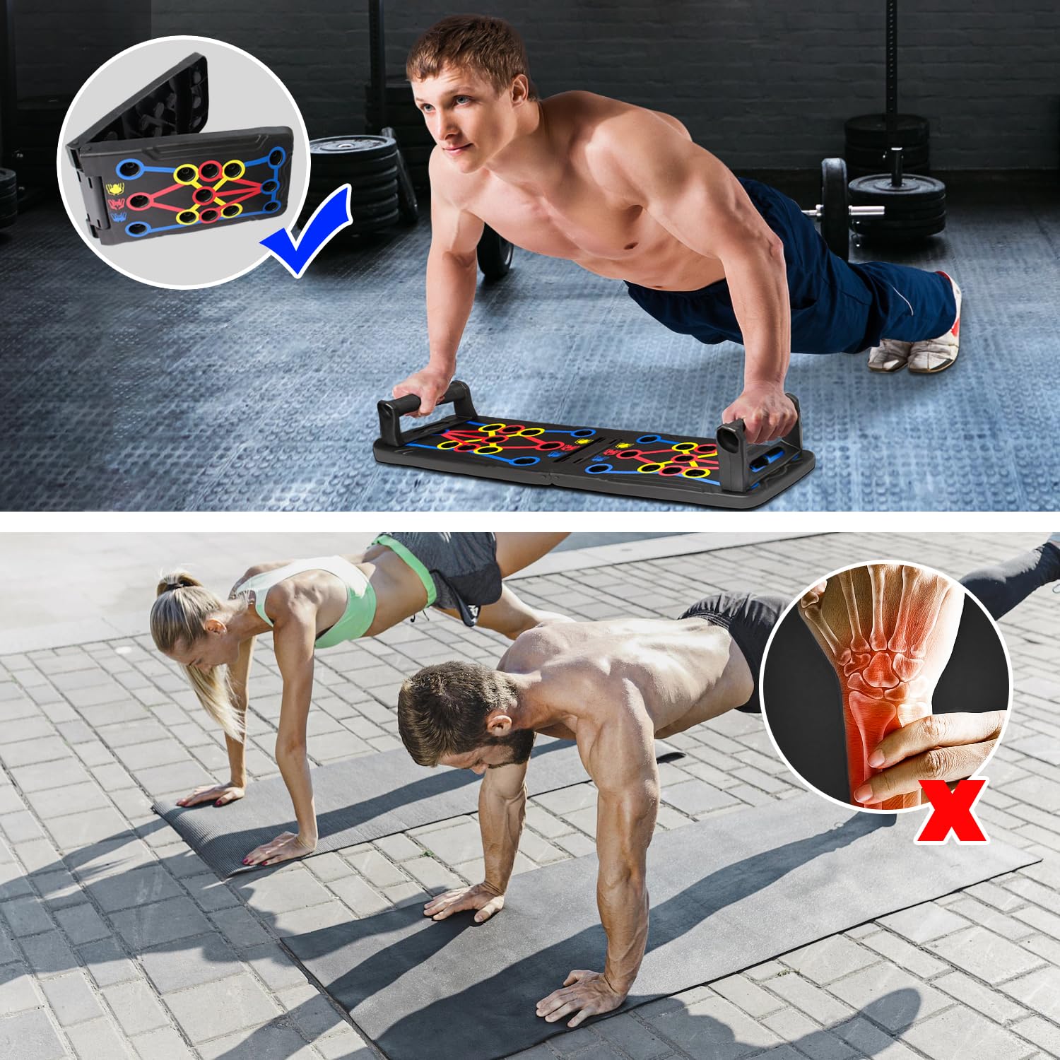 Tavola per Flessioni Push-Up con Bande di Resistenza e Manuale per gli Esercizi