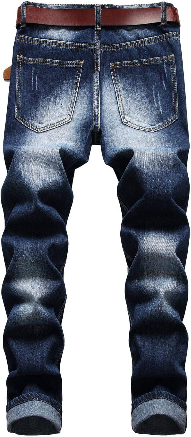 Men's Skinny Fit Ripped Destroyed Fashion Comfy Stretch Jeans Pants 30W x 31L F810(no Stretch)