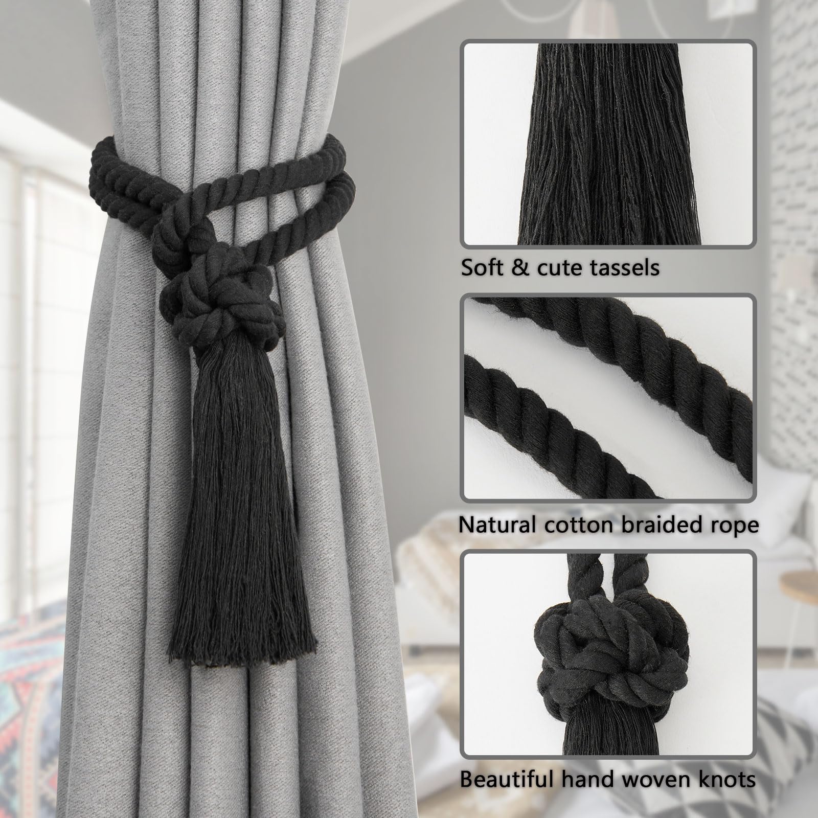 Attaches Décoratives De Rideau 2 Pièces, Attaches De Rideau Magnétiques