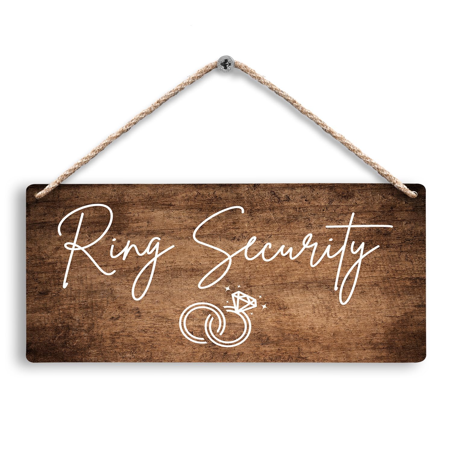 FUGWN Ring Bearer Security Wedding Hanging Wooden Signs 12x6, Ring Security Sign, Ring Bearer Sign, Wedding Signs, Ring Bearer Gifts, Rustic Funny Wedding Decor, Wedding Decorative Signage