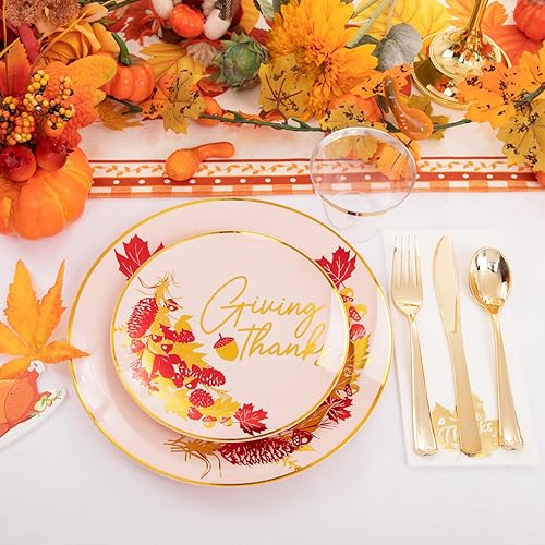 Miniatura 7 de Morejoy 175 platos de plástico navideños y platos blancos y rojos y cubiertos de plástico rojos, incluye 25 platos de cena, 25 platos de postre, 25