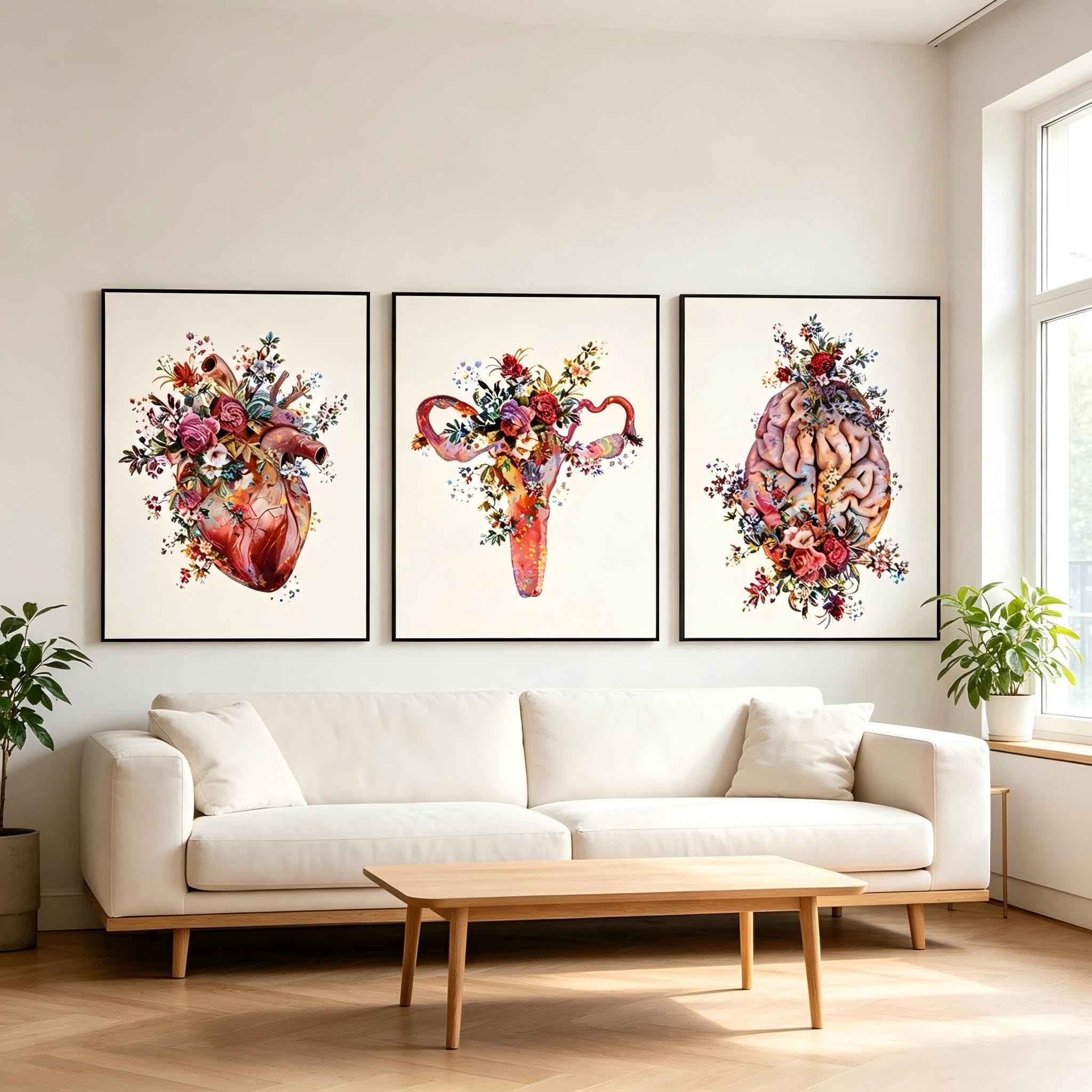 Lot de 3 affiches murales sur le thème de la médecine 50x70cm, affiches abstraites sur toile représentant l'anatomie, décoration d'art moderne pour salon, chambre et bureau, sans cadre(C,3x50x70cm)