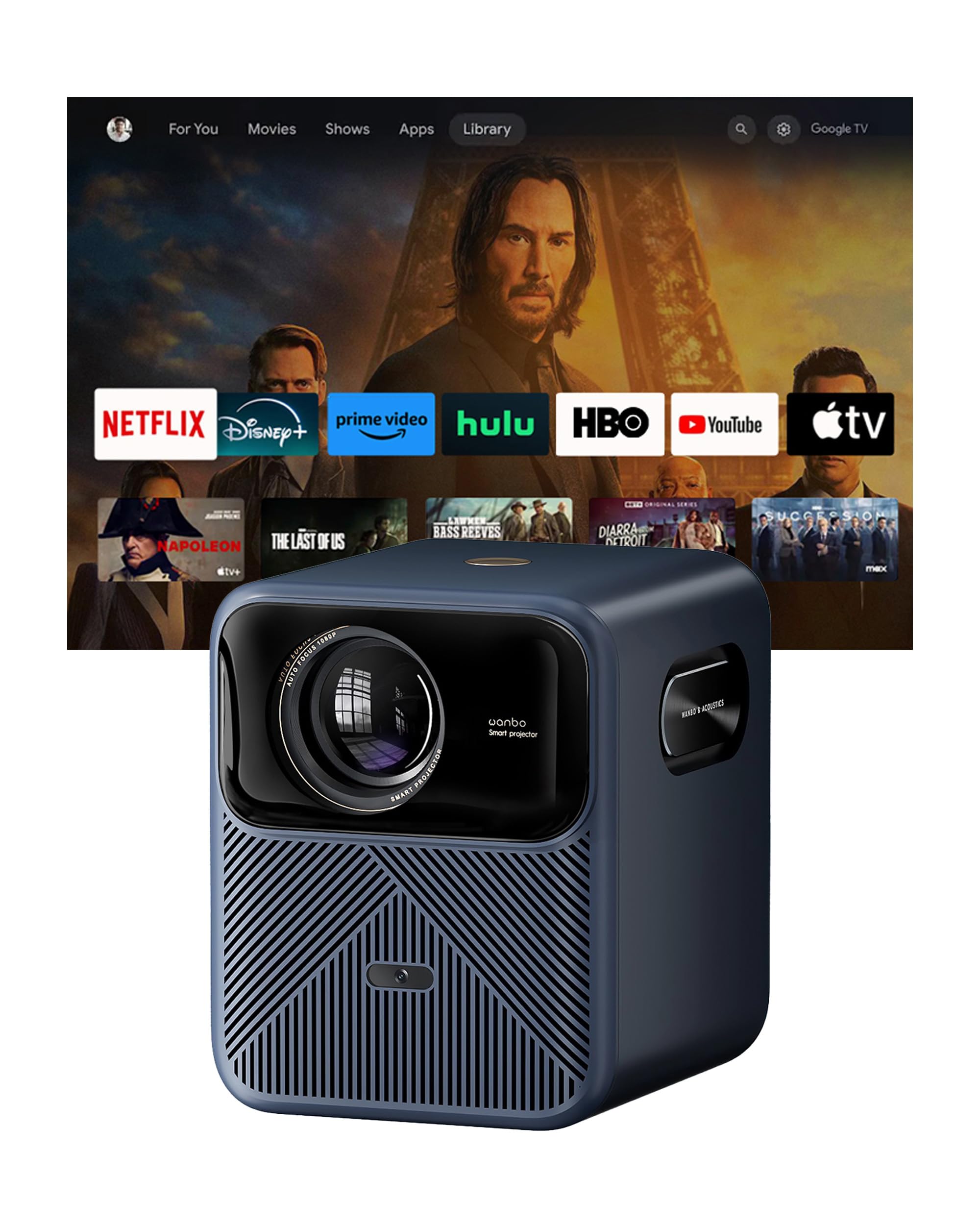 Proyector Portátil Wanbo 2025 Mozart 1 Pro, 1200 lúmenes, Full-​HD, HDMI, WiFi, Azul Oscuro