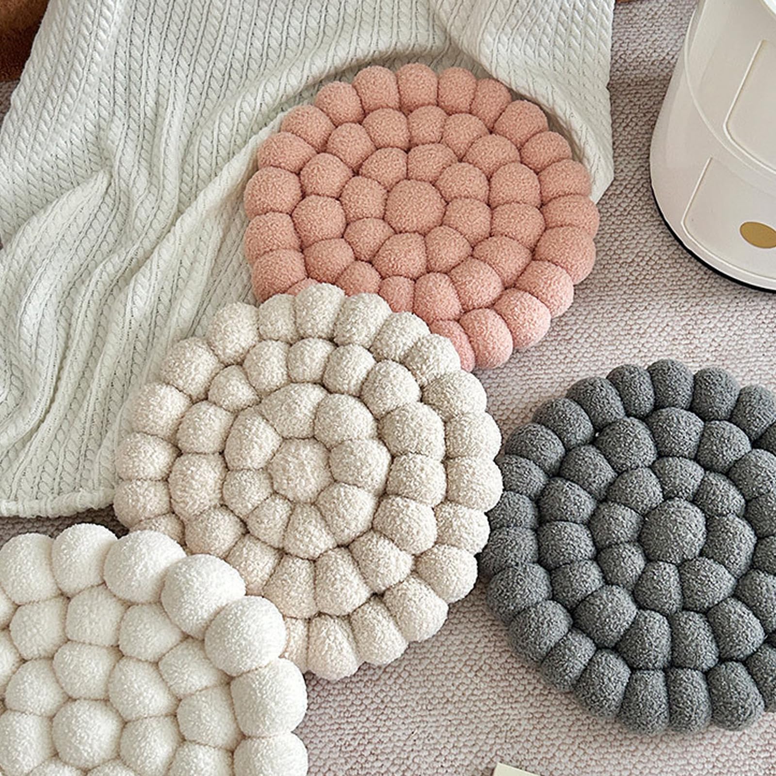 Rundes Plüschkissen für Kinder-Sofa, Stuhl, Zuhause, Büro und Garten, Dekoration, Beige