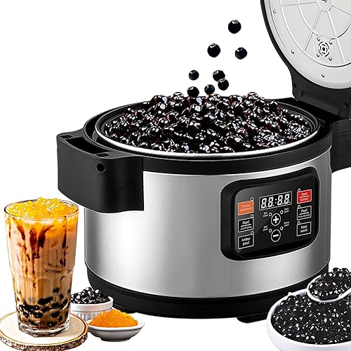 Yovtekc - Olla comercial de tapioca con perlas, olla automática de tapioca de 12 litros, olla de té de burbujas antiadherente con panel de botón