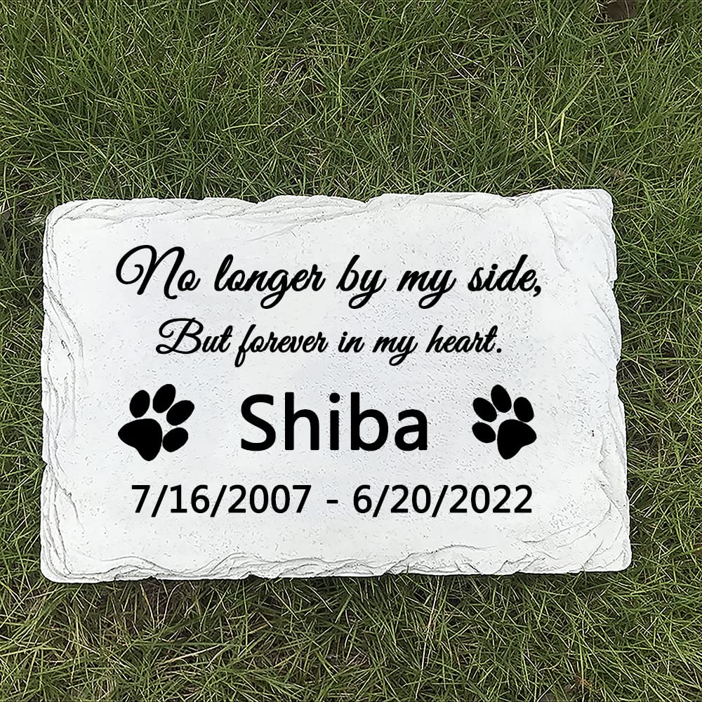 LAGGATTS Personalised Pet Dog Garden Memorial Stone Plaque Grave Marker, Headstone for Dog Cat, Sympathy Poem - No Longer by My Side,But Forever in My Heart.