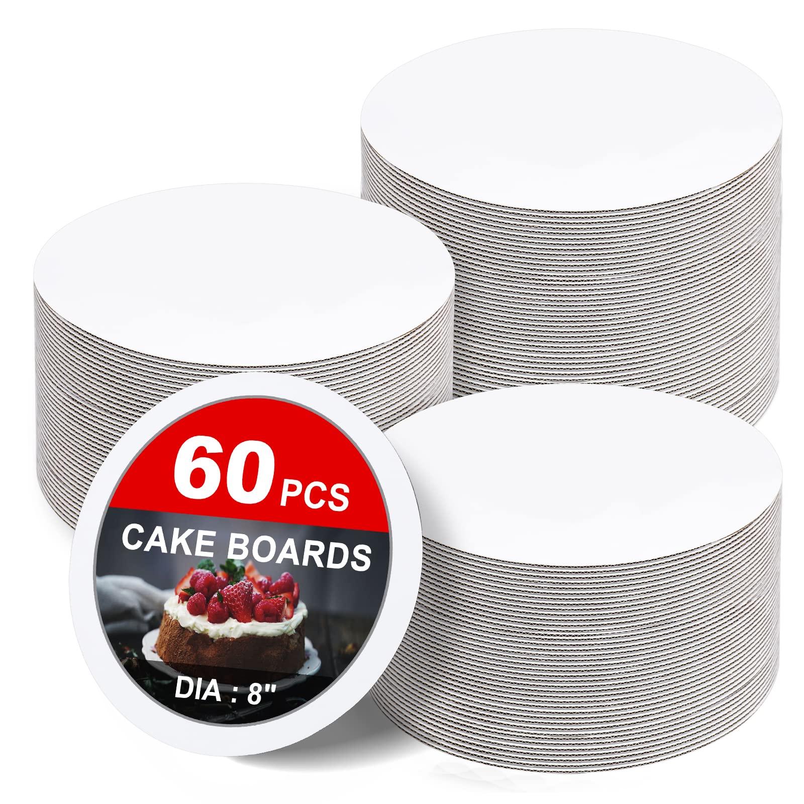 Amazon.com: ZENOWICK 60 Pack Cake Boards 8 inch Cardboard Cake Rounds ...