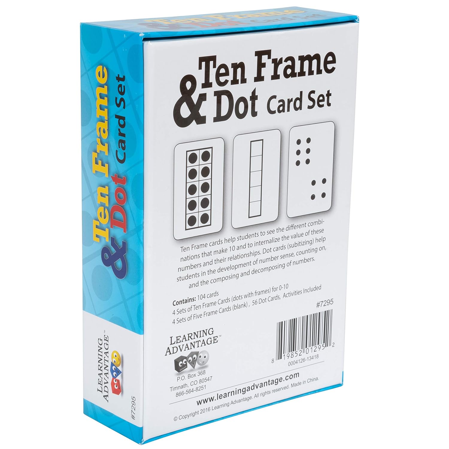 LEARNING ADVANTAGE Ten Frame & Dot Card Set | Early Math Manipulative | In-Home Learning | Math Game for Kids