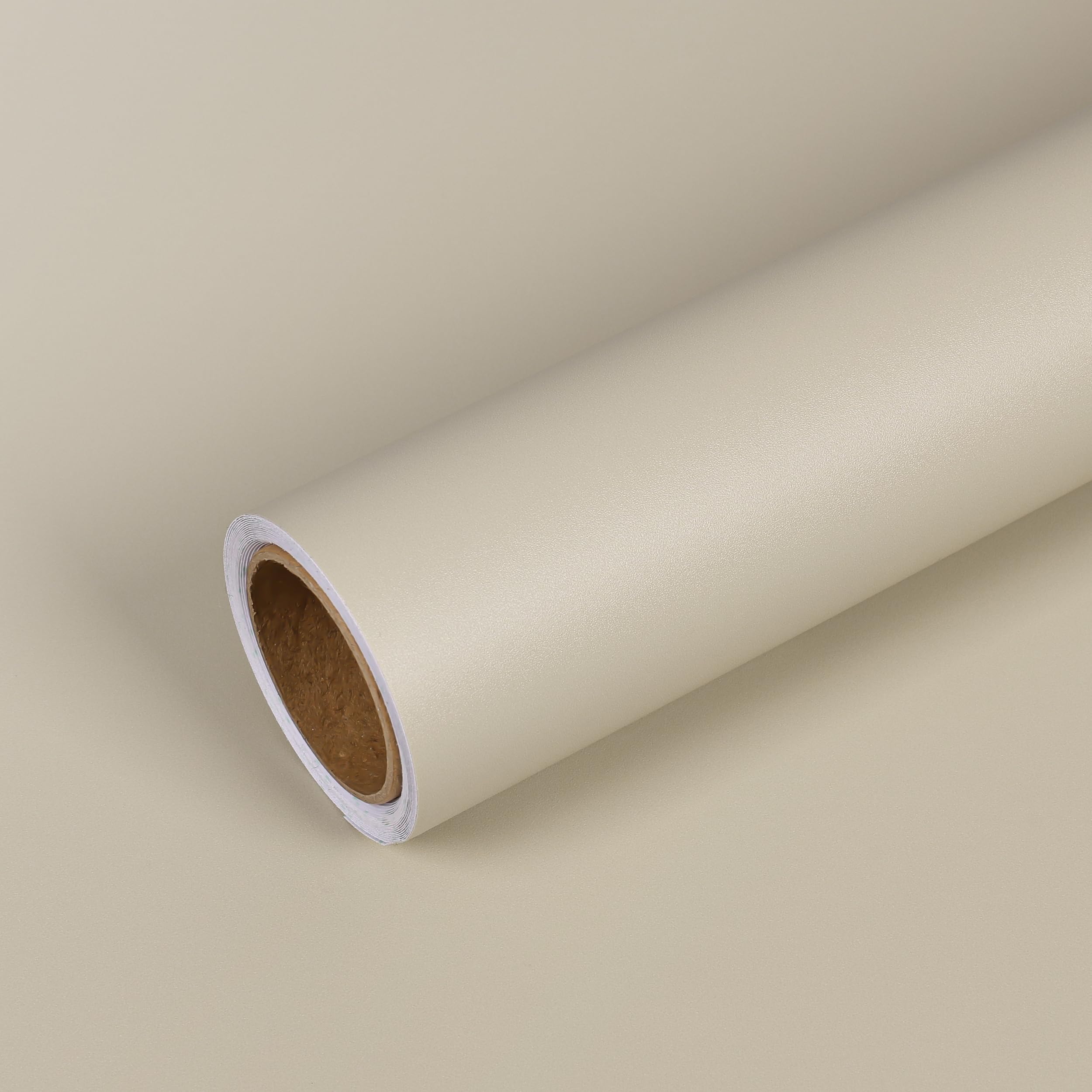 VEELIKE Peel and Stick Beige Wallpaper Vinyl Wrap for Furniture Sticker Beige Sticky Back Plastic Self Adhesive Wallpaper for Bedroom Lining Paper for Walls Bathroom Waterproof 40 cm x 300 cm