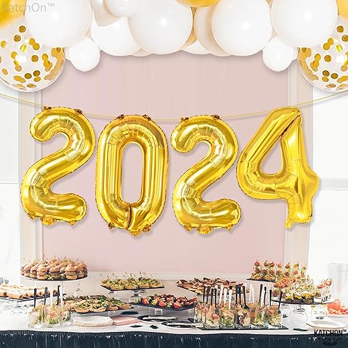 Miniatura 6 de KatchOn, Globos dorados del 2024 con números de 16 pulgadas, globos dorados 2024 | Globos dorados 2024 para decoraciones de feliz año nuevo 2024 |