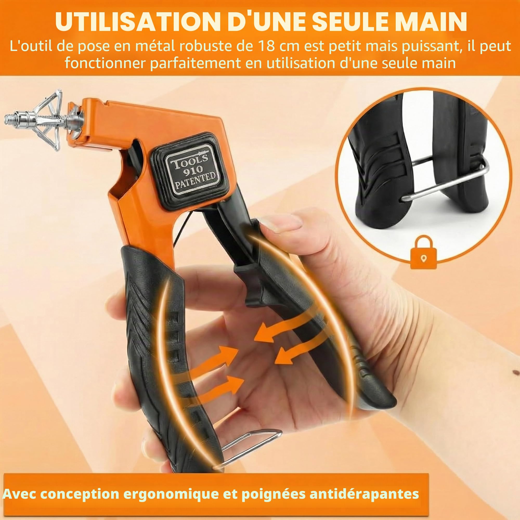 Kit Cheville Molly avec Pince, Assortiment avec 30 cheville Molly Metallique pour Placo Brique Creuse, Pince Professionnel Convient à M4/M5/M6