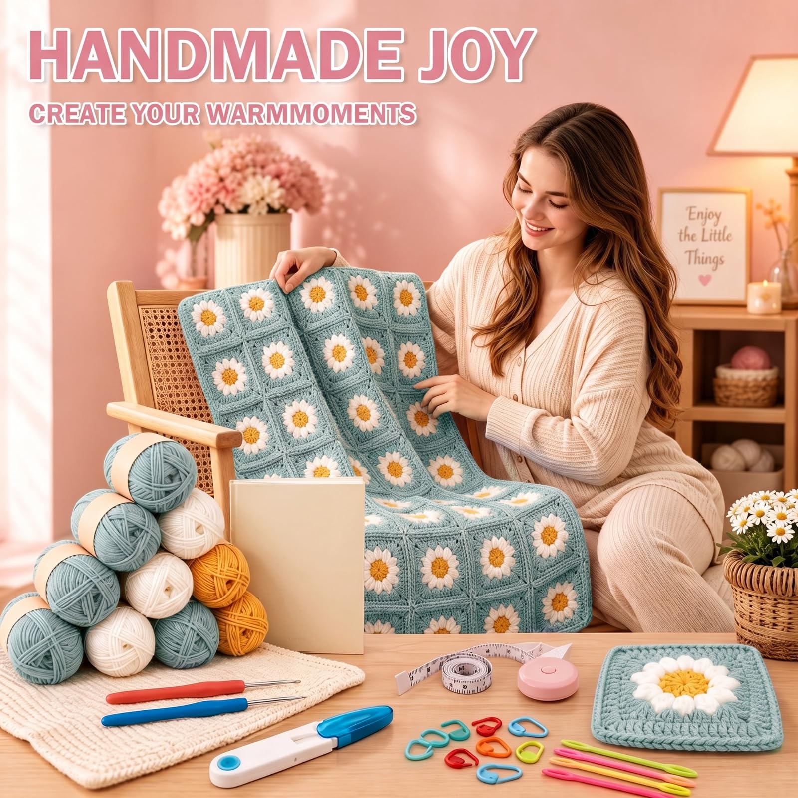 Kit Crochet Debutant Complet,Avec Instructions,Laine et Accessoires,Vidéos