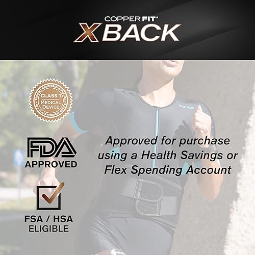 Miniatura 6 de Copper Fit Soporte de espalda X para dolor de espalda baja, soporte lumbar, hernia de disco, ciática, artritis, diseño ajustable, transpirable, para
