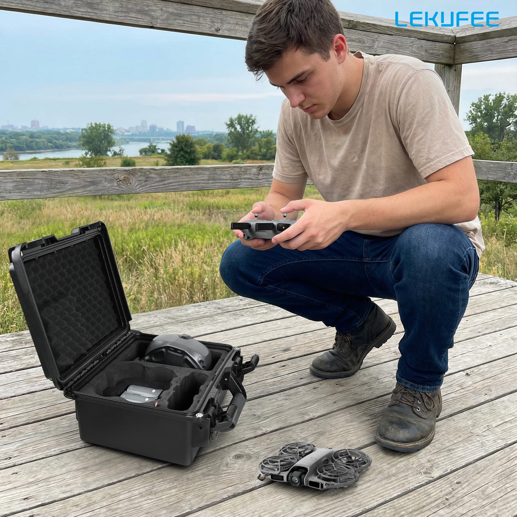 Lekufee Wodoodporna Twarda Obudowa do dronów DJI Neo 2, Fly More Combo, DJI RC 2/N3,Goggles N3/3, RC Motion 3 i akcesoriów (tylko obudowa)