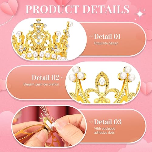 Miniatura 3 de Juego de 154 coronas para arreglos florales, 6 piezas de corona pequeña, 48 mariposas doradas para flores, 100 ramilletes, alfileres de flores, mini