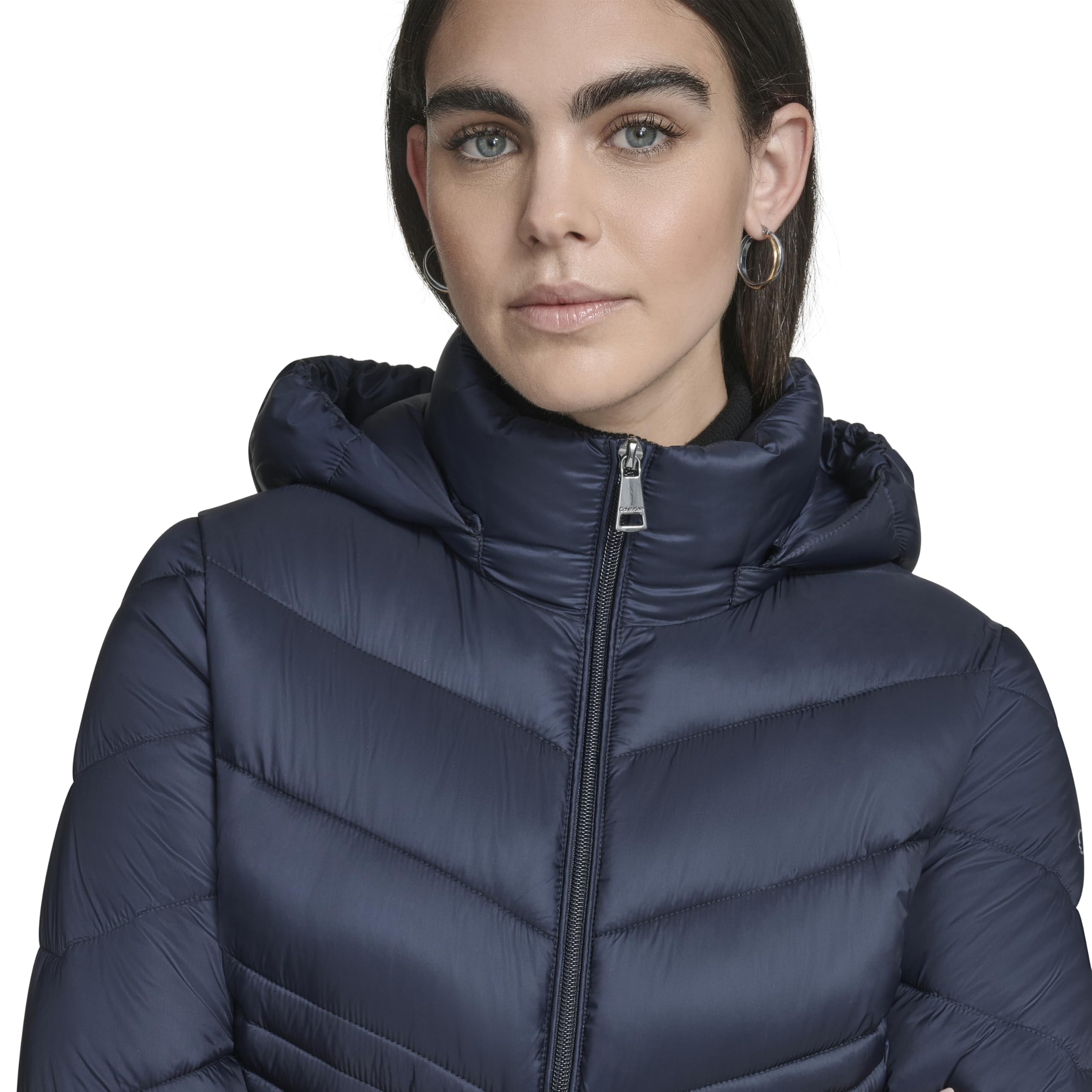Calvin Klein Lightweight Quilted Hooded Puffer Coat – Stretch Winter Jacket With Pockets Parka Donna (Pacco da 1)