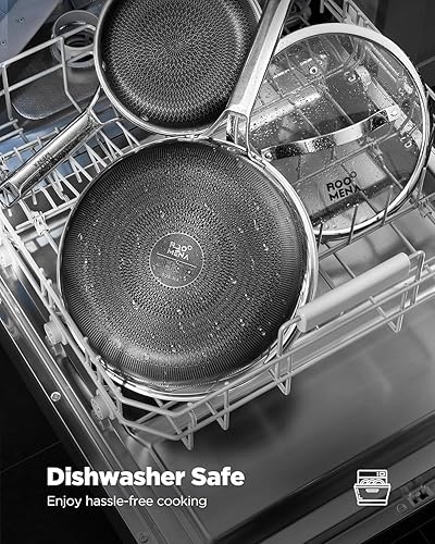 Miniatura 8 de Juego de sartenes antiadherentes, no tóxicas de tres capas de cerámica híbrida de 3 piezas, sartenes de acero inoxidable de 8, 10 y 12 pulgadas, sin