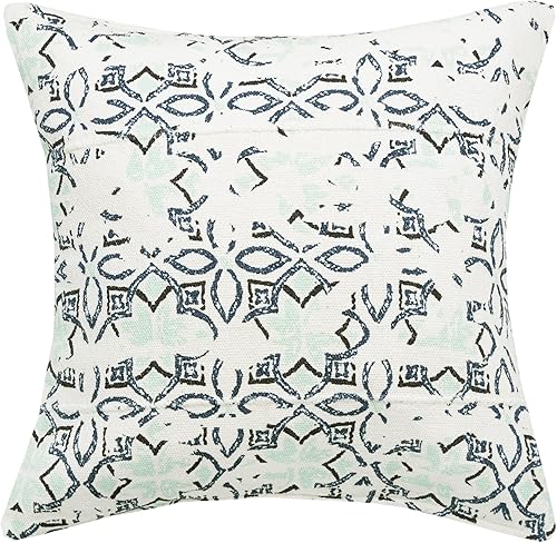 C&F Home Esha - Almohada decorativa de algodón de 22 x 22 pulgadas, 22 x 22 pulgadas, color blanco