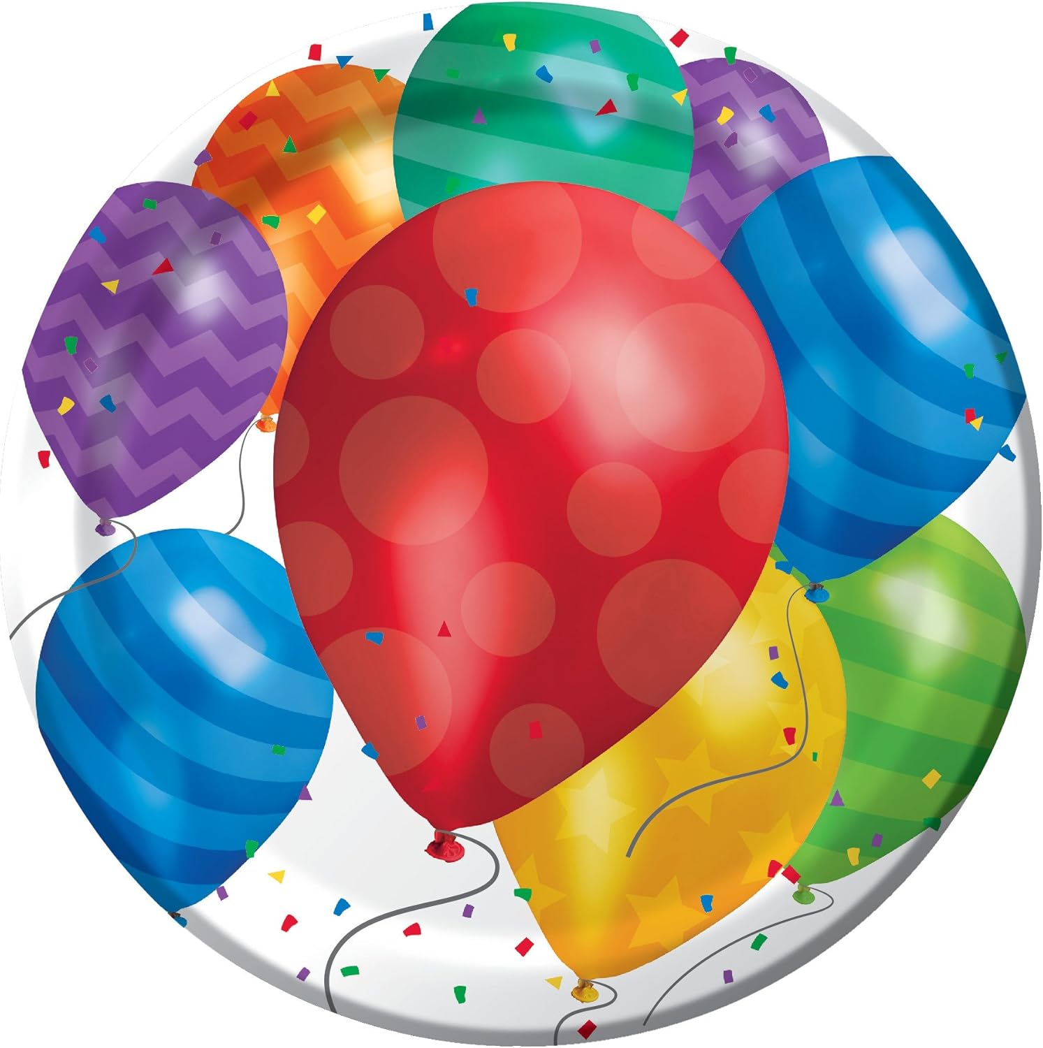Creative Converting 9" Multicolor Balloon Blast Dinner Paper Plates - 8pcs