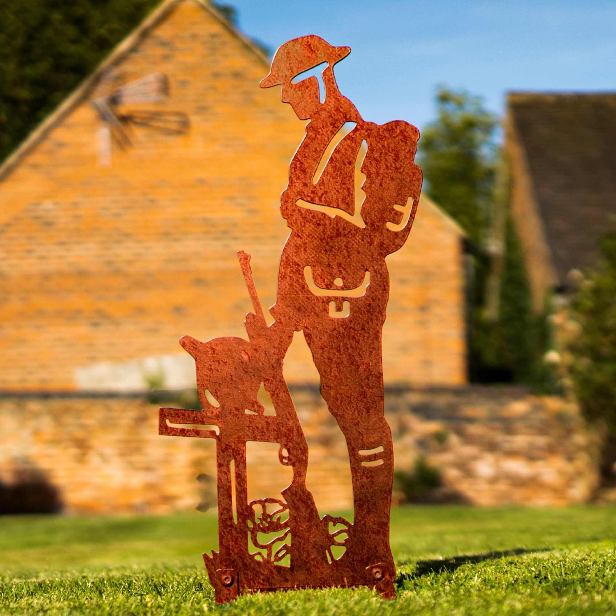 LOGI Lest We Forget Tommy Soldier Silhouette Military Statue Remembrance Day Sculpture Army Poppy Metal Art Figurine Veteran Tribute Garden Memorial Ornament (Natural Oxidised)