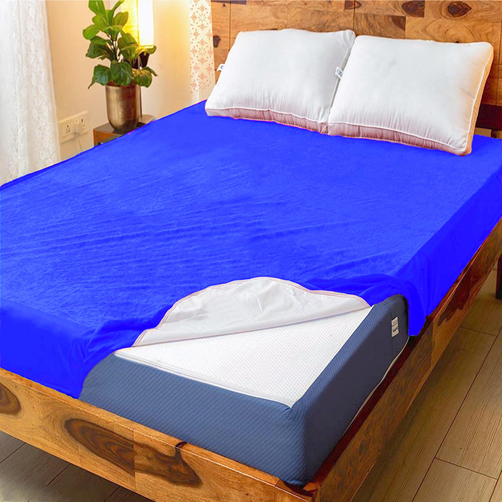 GADDA CO 100% Waterproof Premium Cotton Feel Mattress Protector Twin Bed 75x48 Inch|Ultra Soft Breathable & Hypoallergenic Fitted Bed Protector Terry Cover(6.3x4 feet, Fits Upto 10 Inches, RoyalBlue) (B0B5WW7FP8) Amazon Price History, Amazon Price Tracker