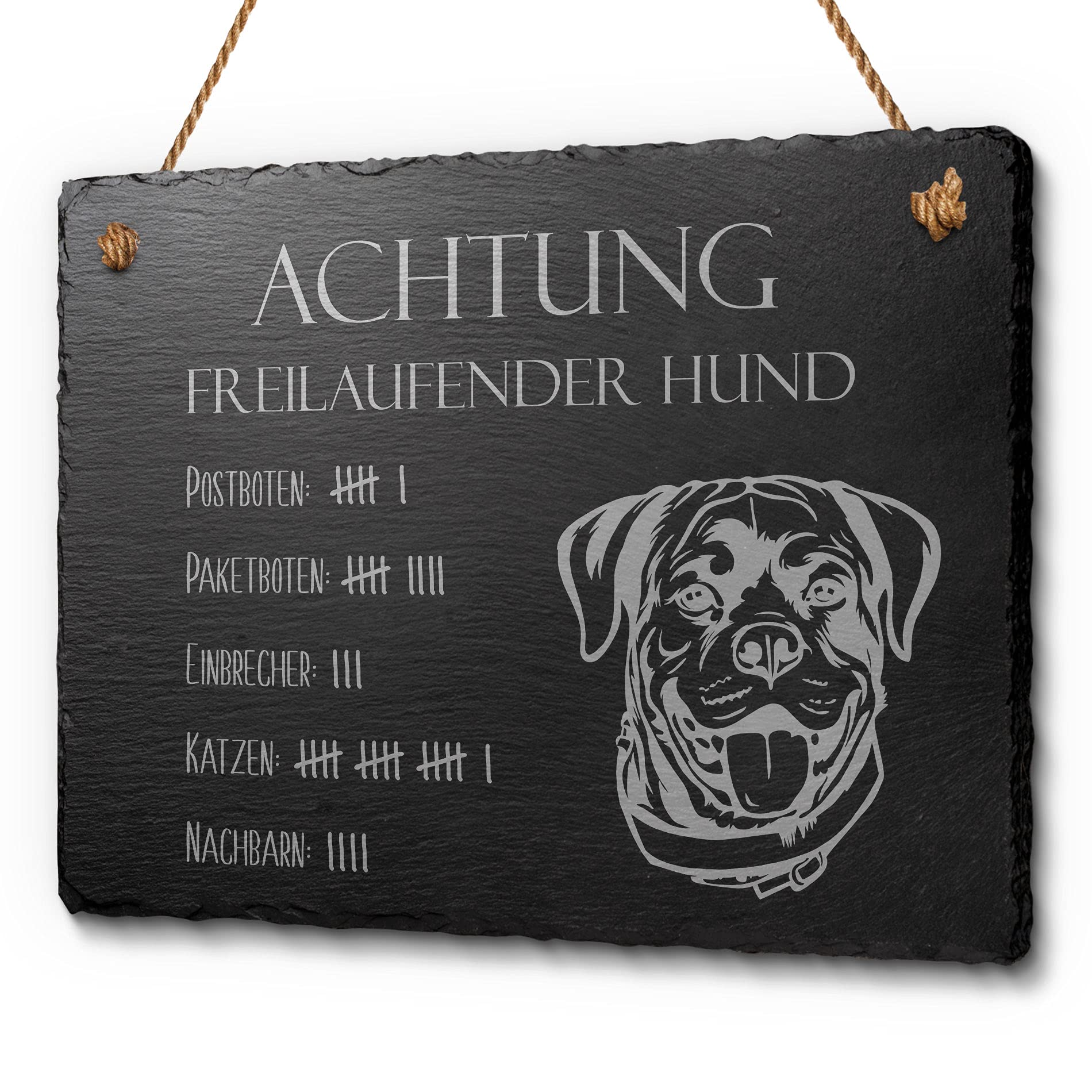 Vorsicht Hund Schild Französische Bulldogge | Graviert Auf Naturschiefer 20x15 Cm | Robust Für Draußen