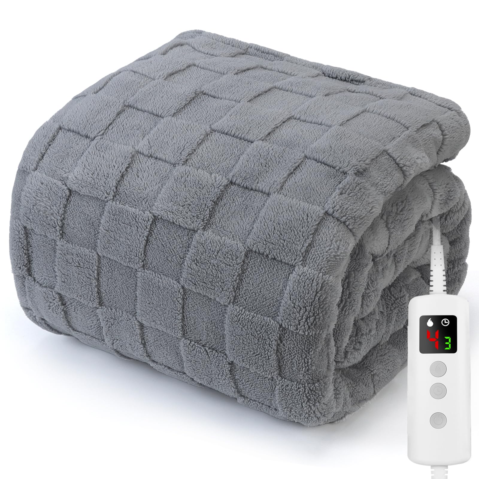Heated Blanket, Electric heated throw 180x130CM Grey, Electric Blanket