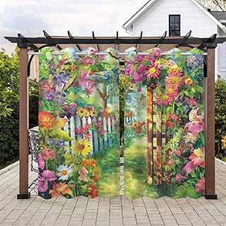 Colorful spring summer garden Outdoor Curtains for Patio Waterproof,bloo...