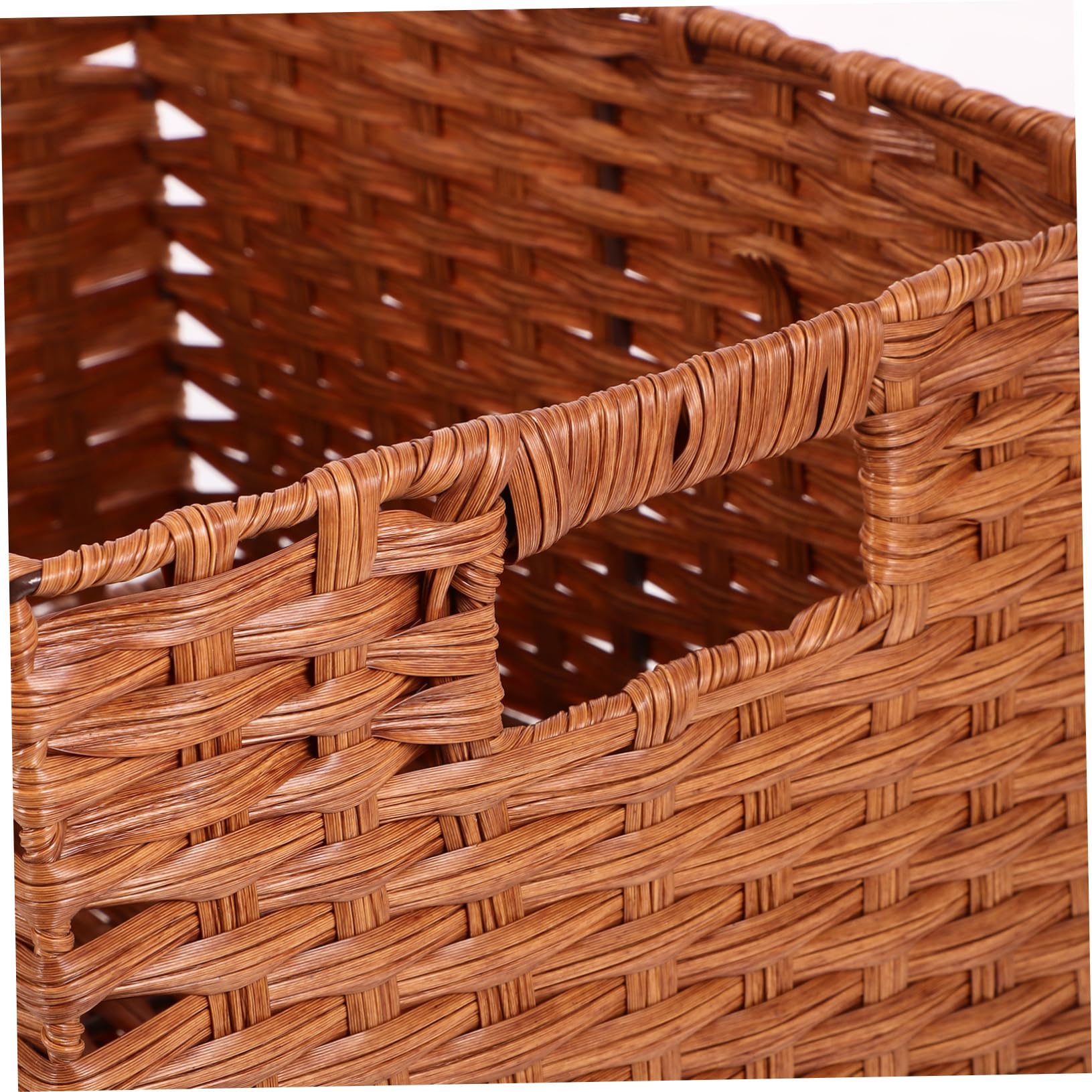 IMIKEYA Cesto Portaoggetti da Tavolo Intrecciato Effetto Rattan Grande Capacità in Ferro e Pp, Design Retrò per Scuole e Case, Soluzione Pratica di Stoccaggio