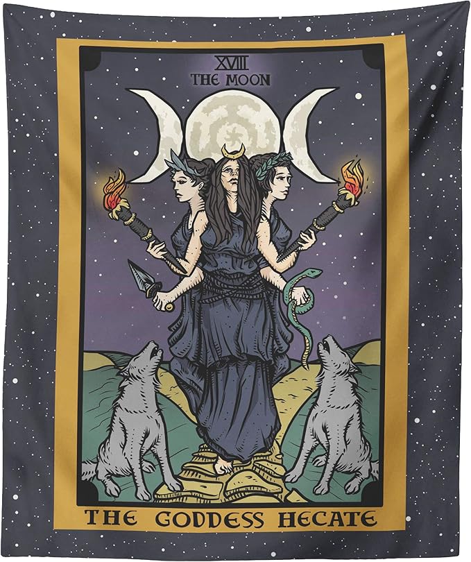 The Goddess Hecate Tarot Card Tapestry Triple Moon