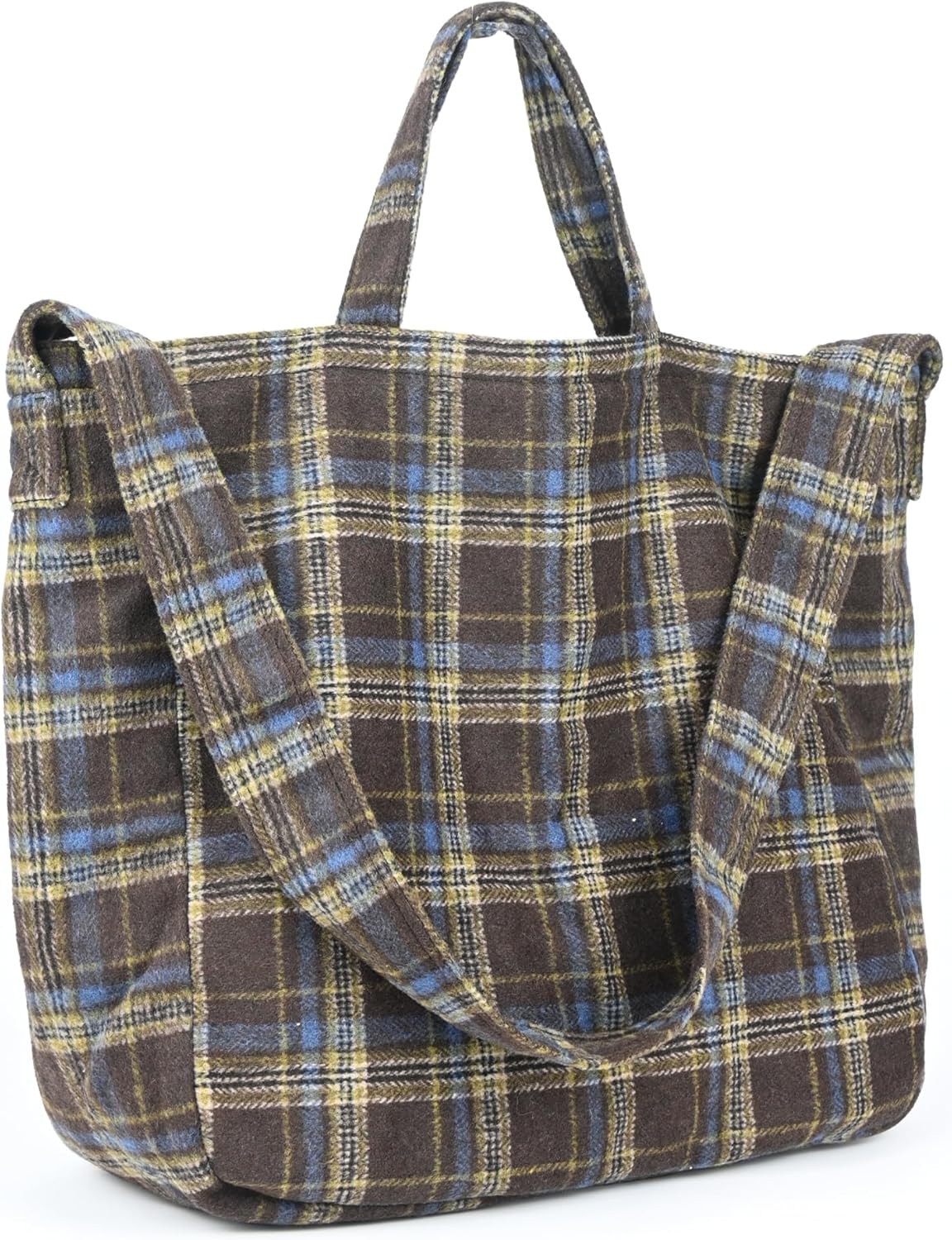 Tote Bag for Women Plaid Shoulder Handbag with Zipper Large Hobo Vacation Bag