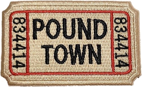 PatchClub Parche para Pound Town, para planchar y coser, totalmente bordado, color beige, divertido moral, táctico, parche militar, perfecto para tu