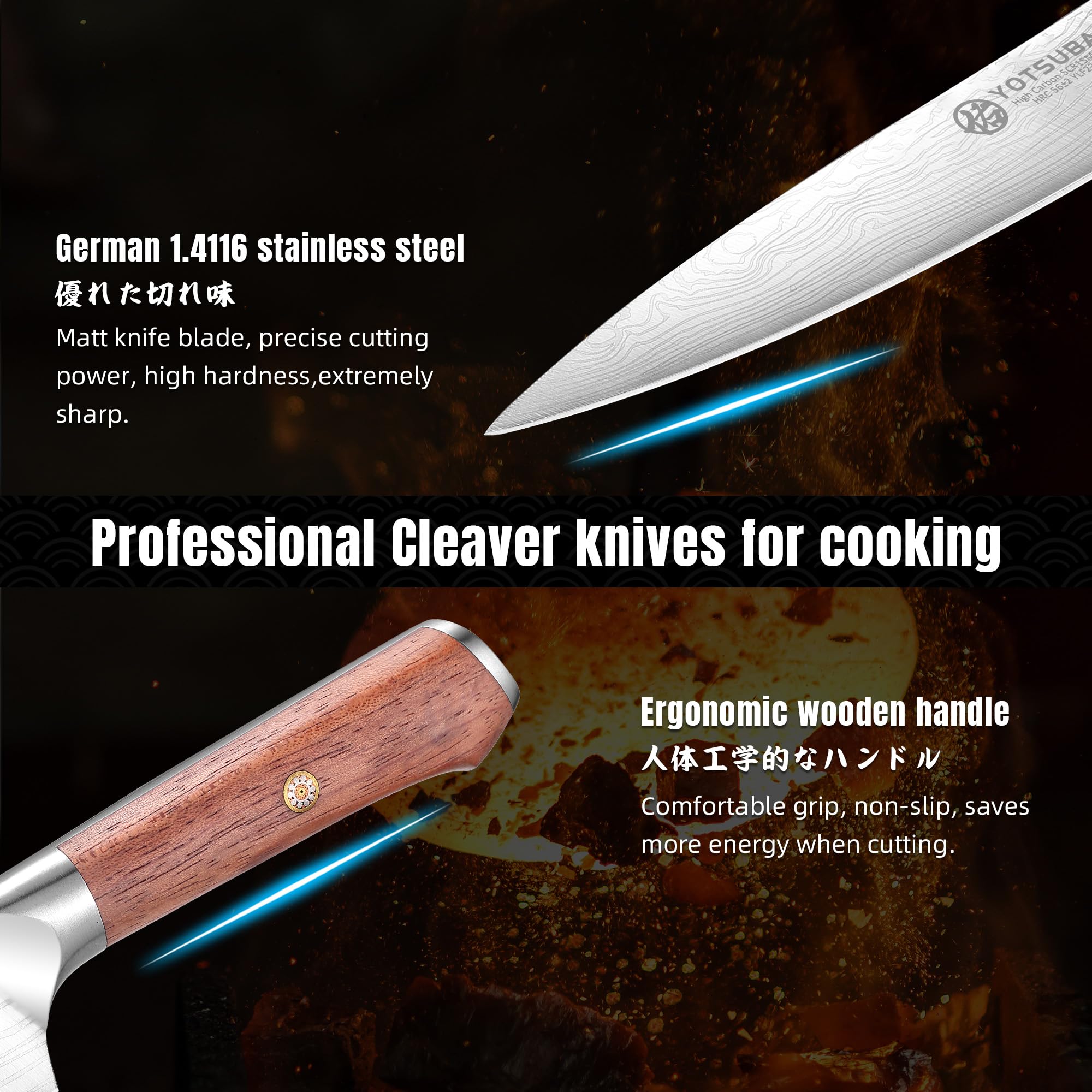 YOTSUBA Cuchillo de Cocina de 12.7 cm, Pequeño Cuchillo de Chef Para Picar, Rebanar, Pelar y Rebanar Frutas y Verduras, Acero Alemán de Alto Carbono, Cuchillo de Mesa Afilado