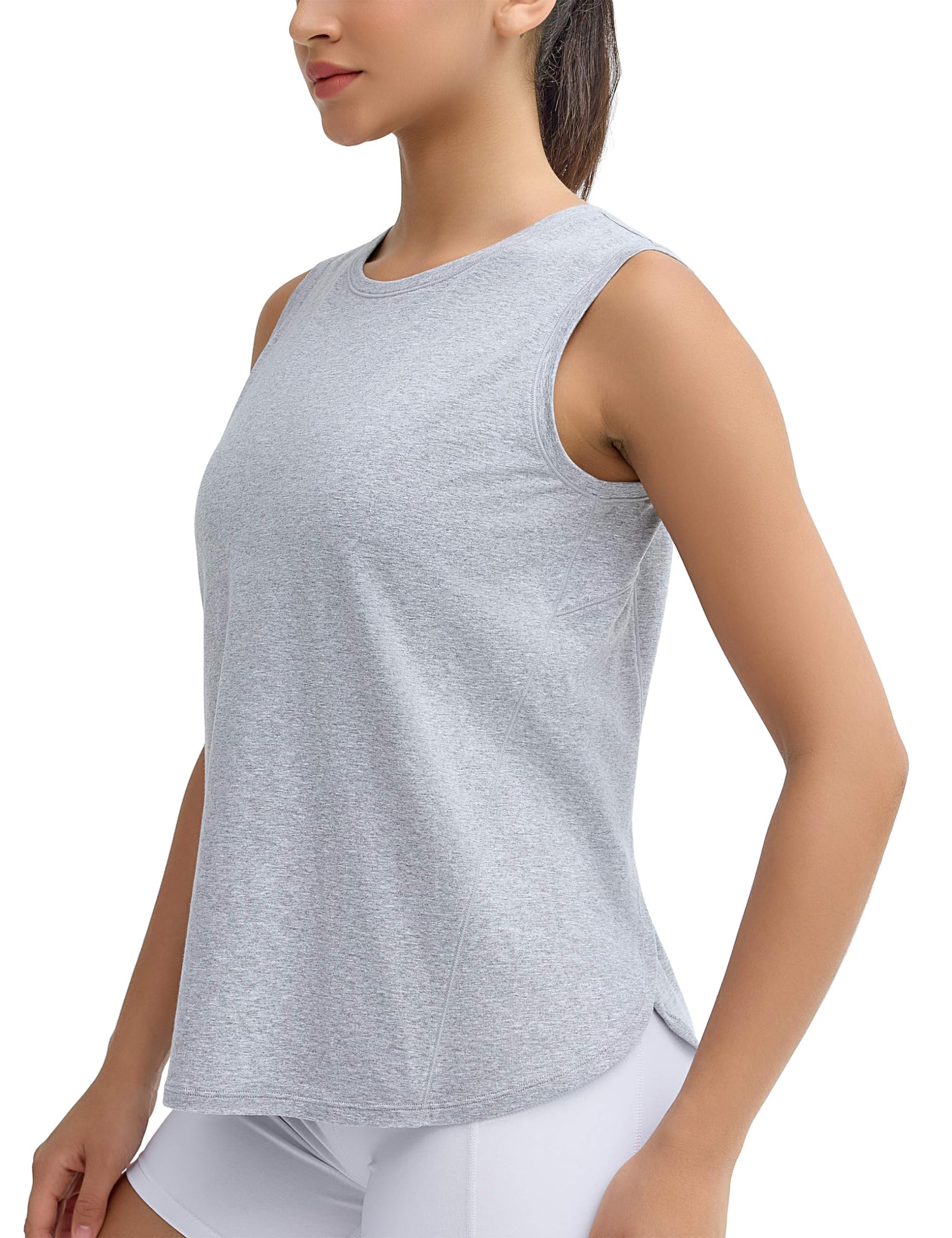 THE GYM PEOPLE Women's Workout Tank Tops Loose Fit Sleeveless Breathable Yoga Shirts with Side Slits