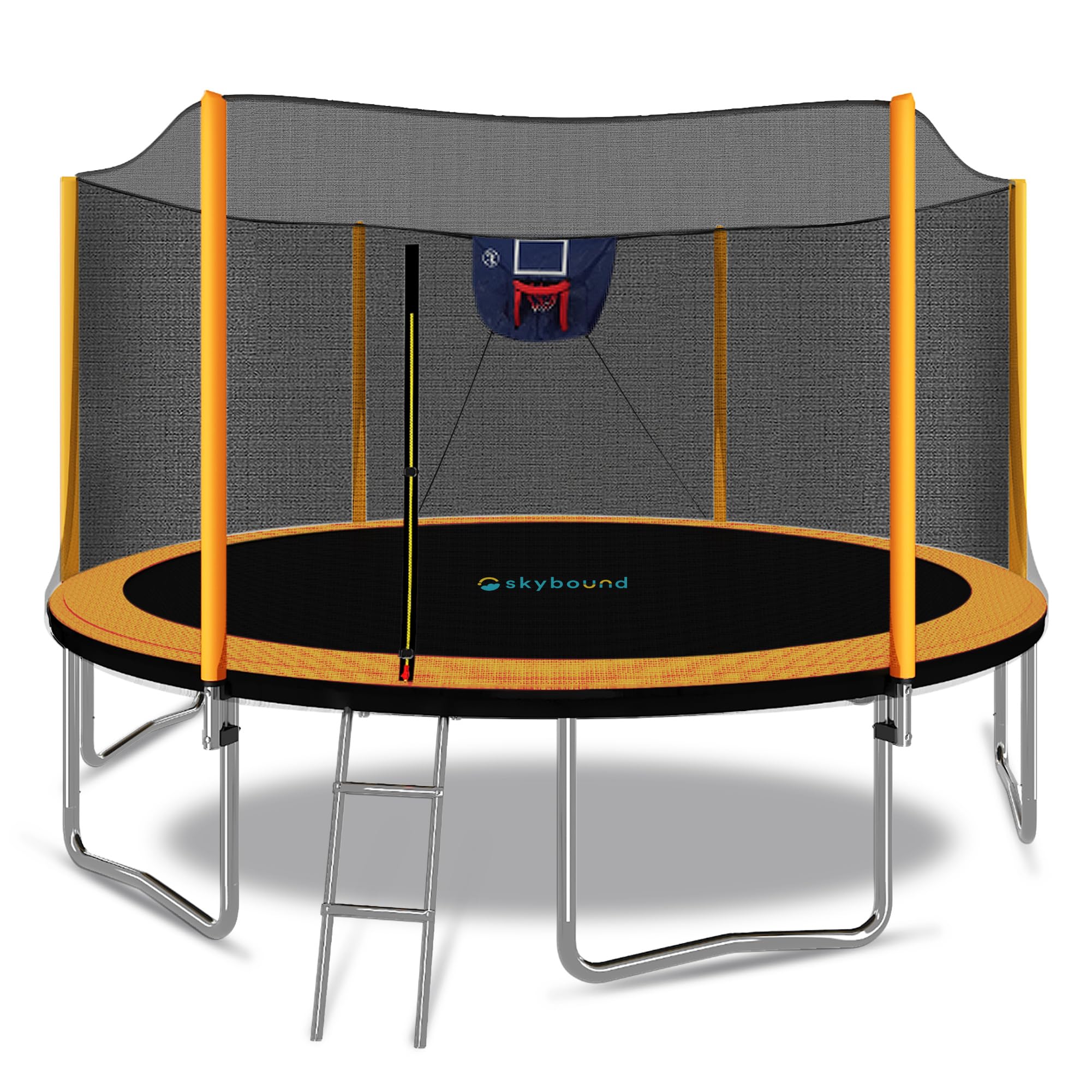 SkyBoundTrampoline with Safety Padded Poles - 10ft 12ft 14ft 15ft 16ft Large Outdoor Backyard ASTM Approved Trampolines for Kids & Adults - Heavy Duty Recreational Outside Trampoline with Safety Net