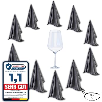 Premium Glass Polishing Cloths Microfibre Set of 10 Lint-Free Streak-Free
