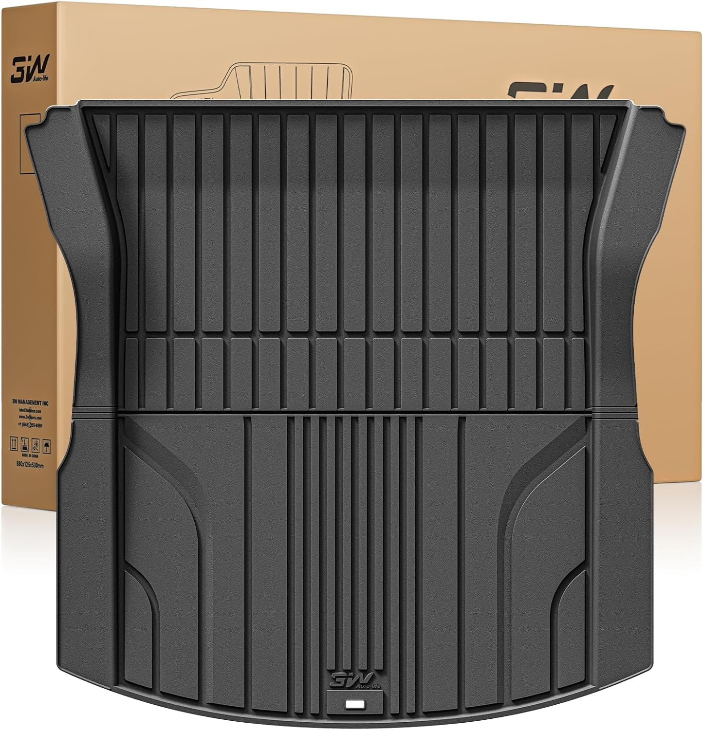3W Cargo Liner Compatible for Tesla Model 3 2024 Trunk Mat, All Weather Protection Waterproof Bed Mat, Custom Fit TPE Cargo Tesla Trunk Accessories Liner, Black 3) Model 3 24-25|Trunk Mat