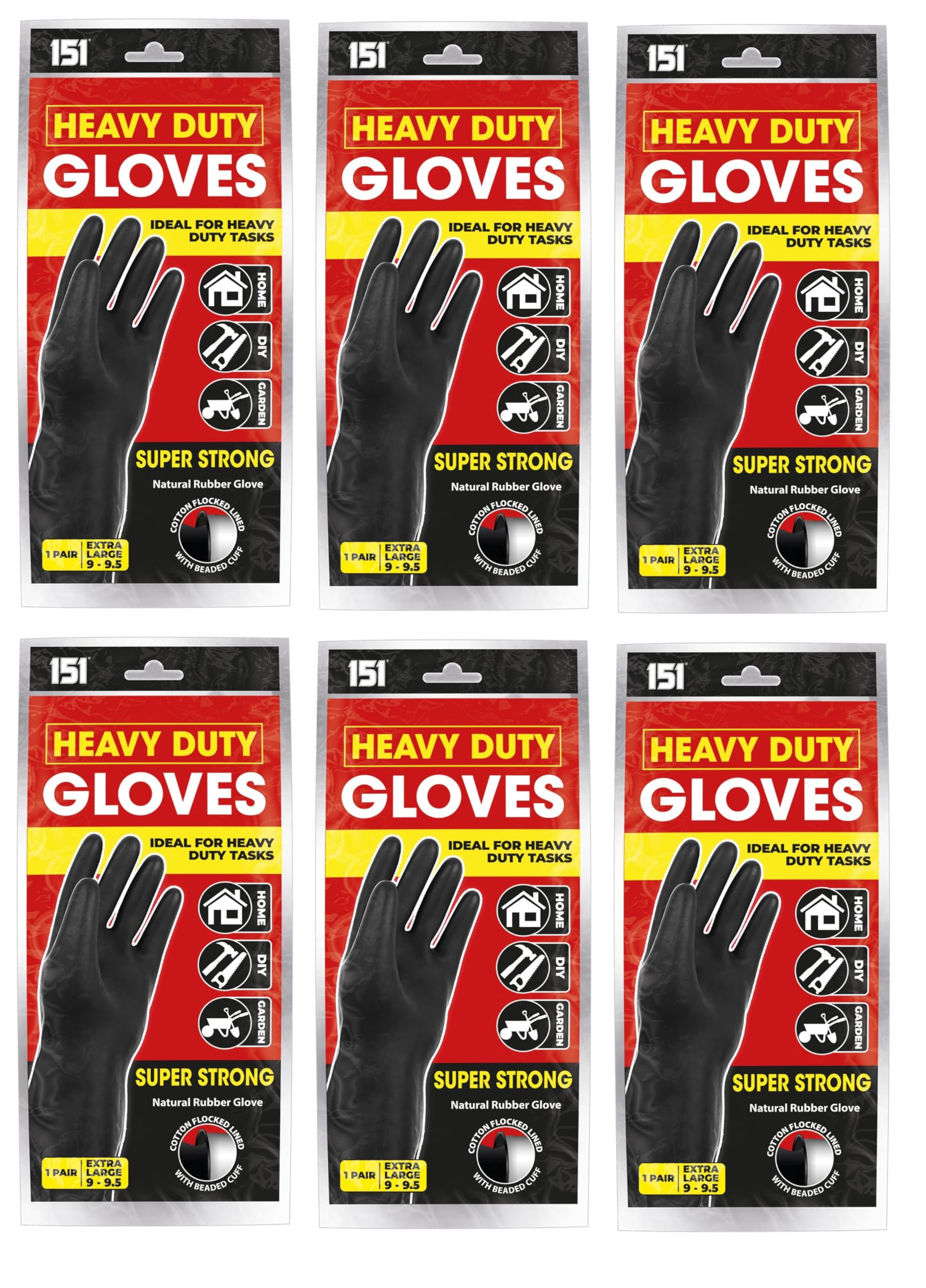 Ozmoint Multipack - 151 Heavy Duty Multipurpose Black Gloves - Ideal for Home, Garden, and DIY Tasks (6, X-Large (9-9.5))