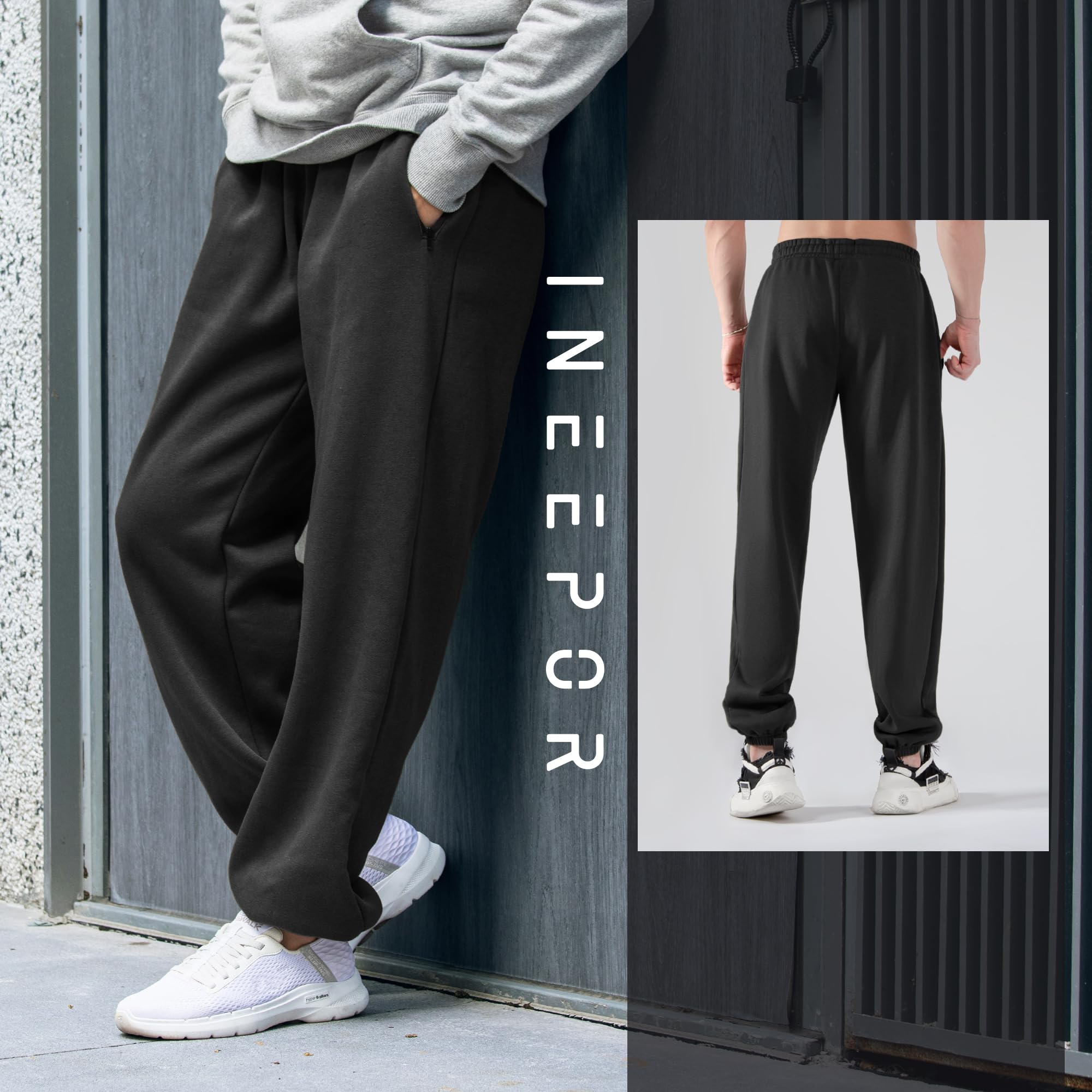 ineepor Pantaloni Tuta Uomo Invernali Termici Pile Foderato Joggers Tasche