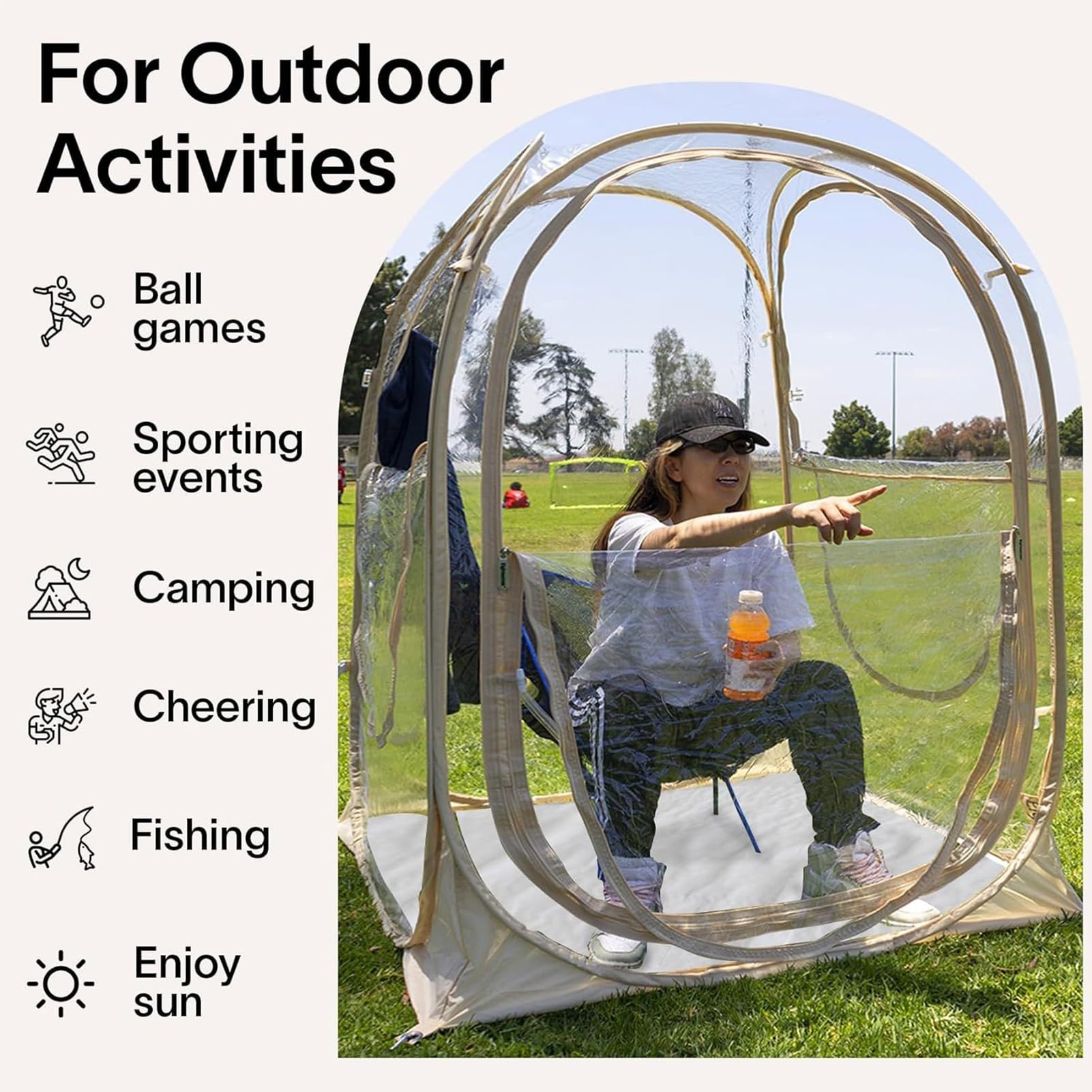 Tente de Sport Toutes Saisons Portable pour 2 à 3 Personnes, Tente à Bulles Transparente idéale pour Les événements en Plein air, Le Camping et l'observation des événements Sportifs